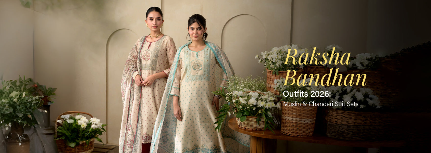Raksha Bandhan Outfits 2026: Muslin & Chanderi Suit Sets