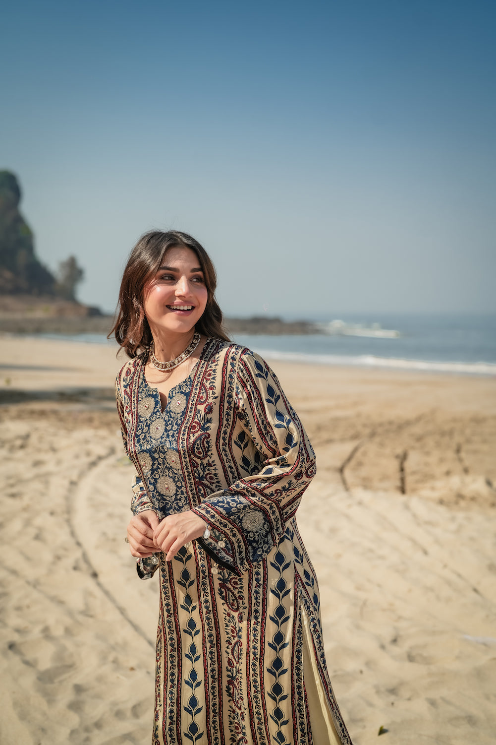 Mehar Ivory Kalamkari Floral Yoke Kurta Set