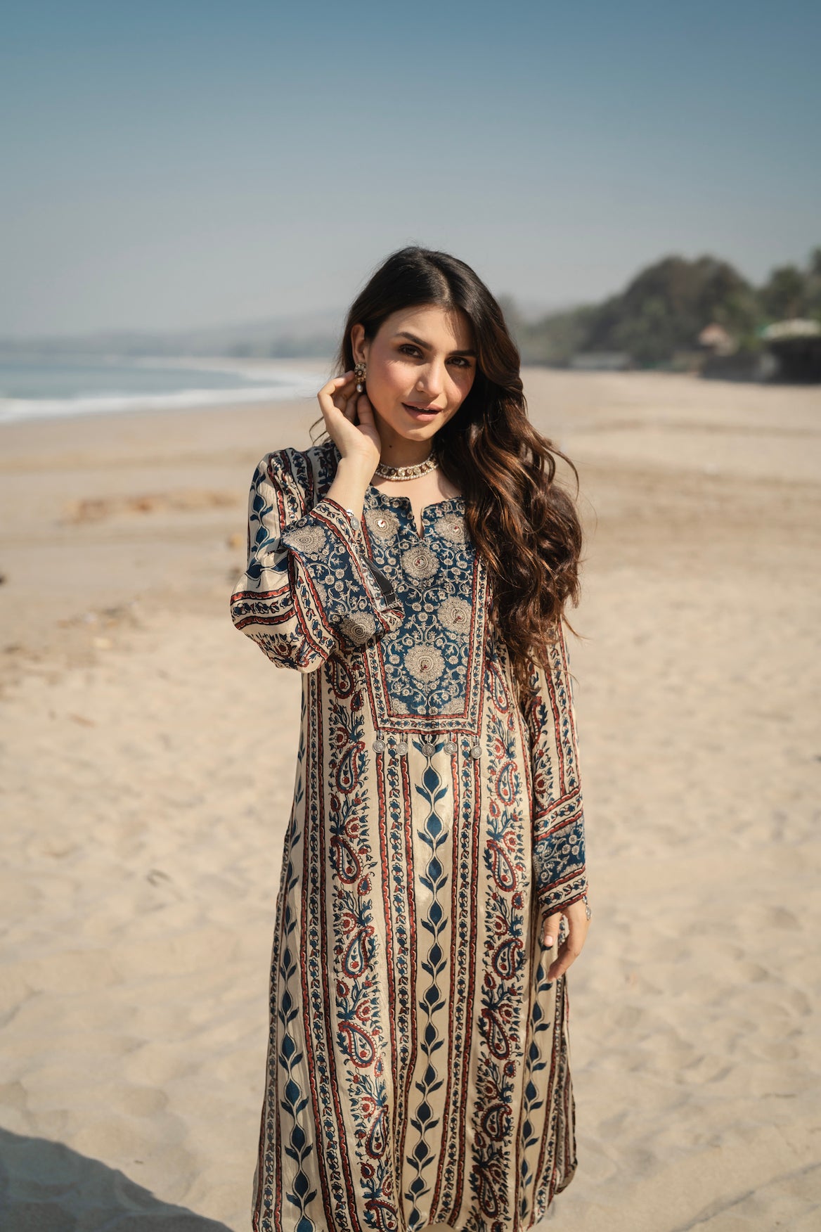 Mehar Ivory Kalamkari Floral Yoke Kurta Set