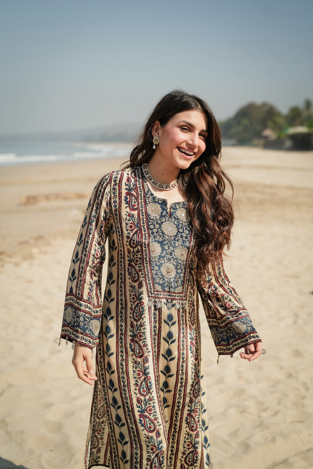 Mehar Ivory Kalamkari Floral Yoke Kurta Set