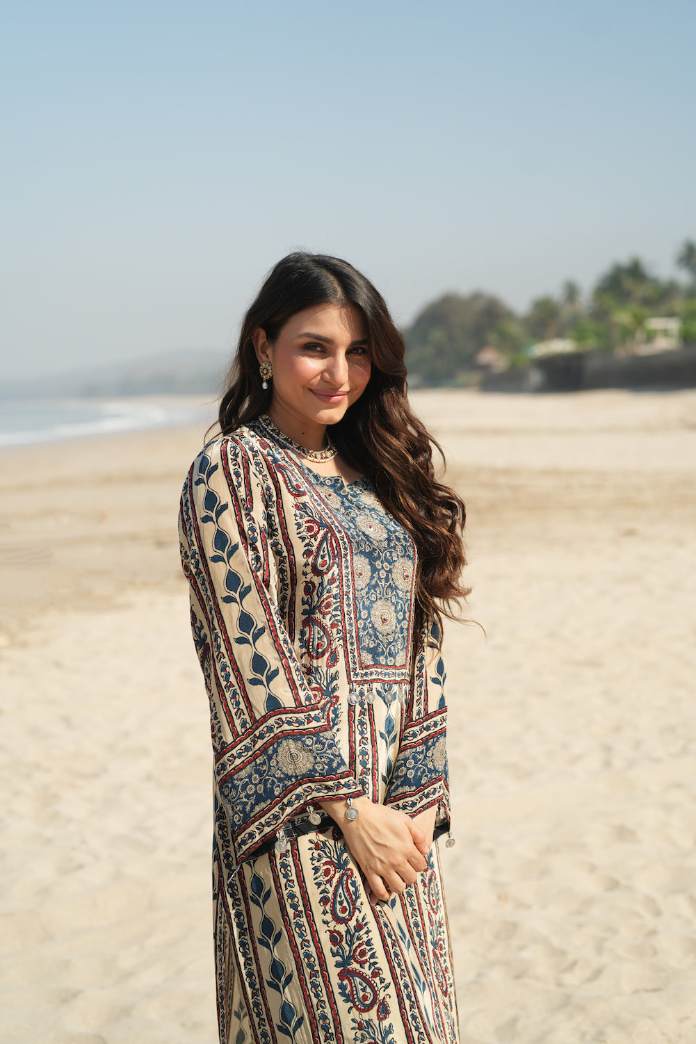 Mehar Ivory Kalamkari Floral Yoke Kurta Set