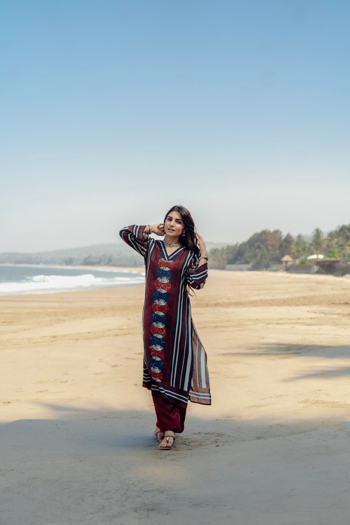 Chandrakala Indigo Maroon Kurta SetChandrakala Indigo Maroon Kurta Set