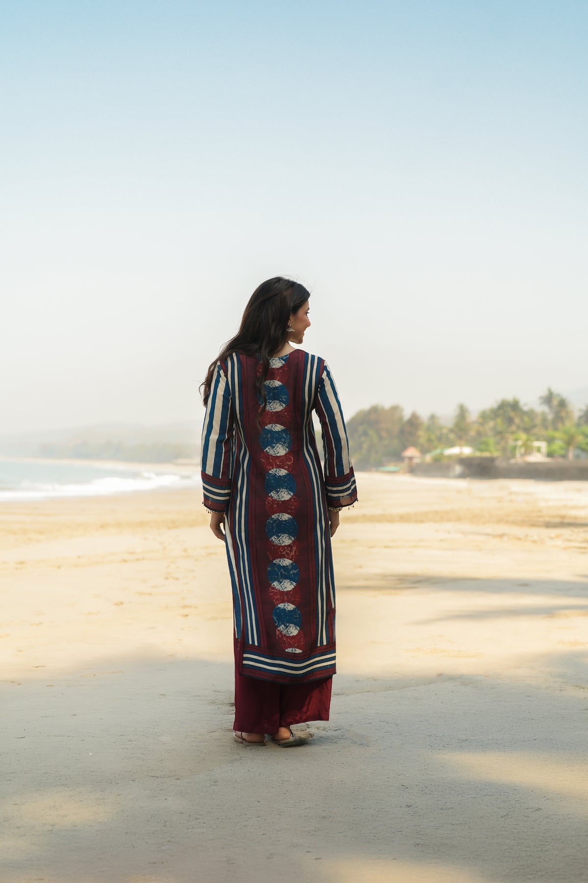 Chandrakala Indigo Maroon Kurta SetChandrakala Indigo Maroon Kurta Set
