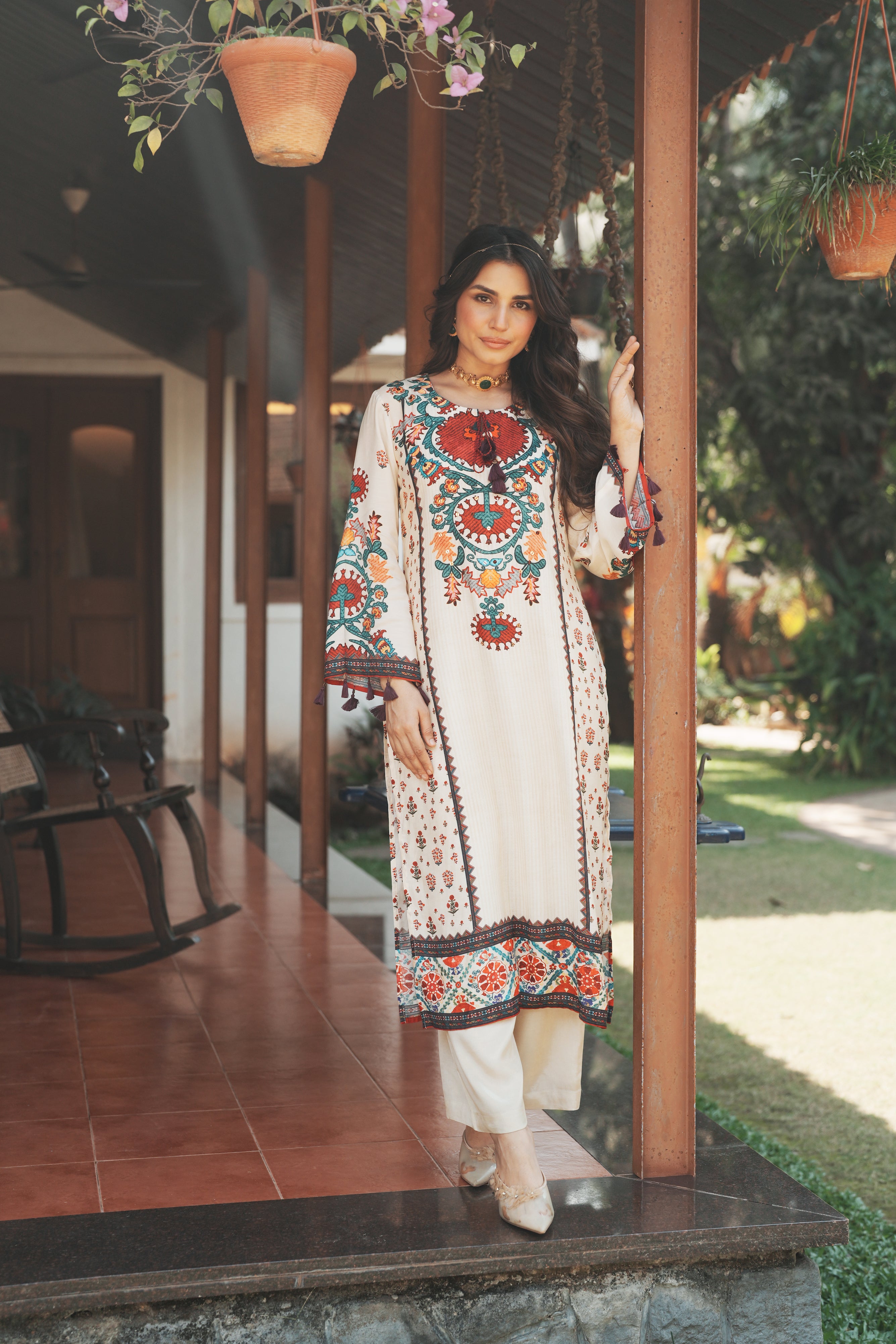 Rang Mahal Off White Muslin  Kurta Set