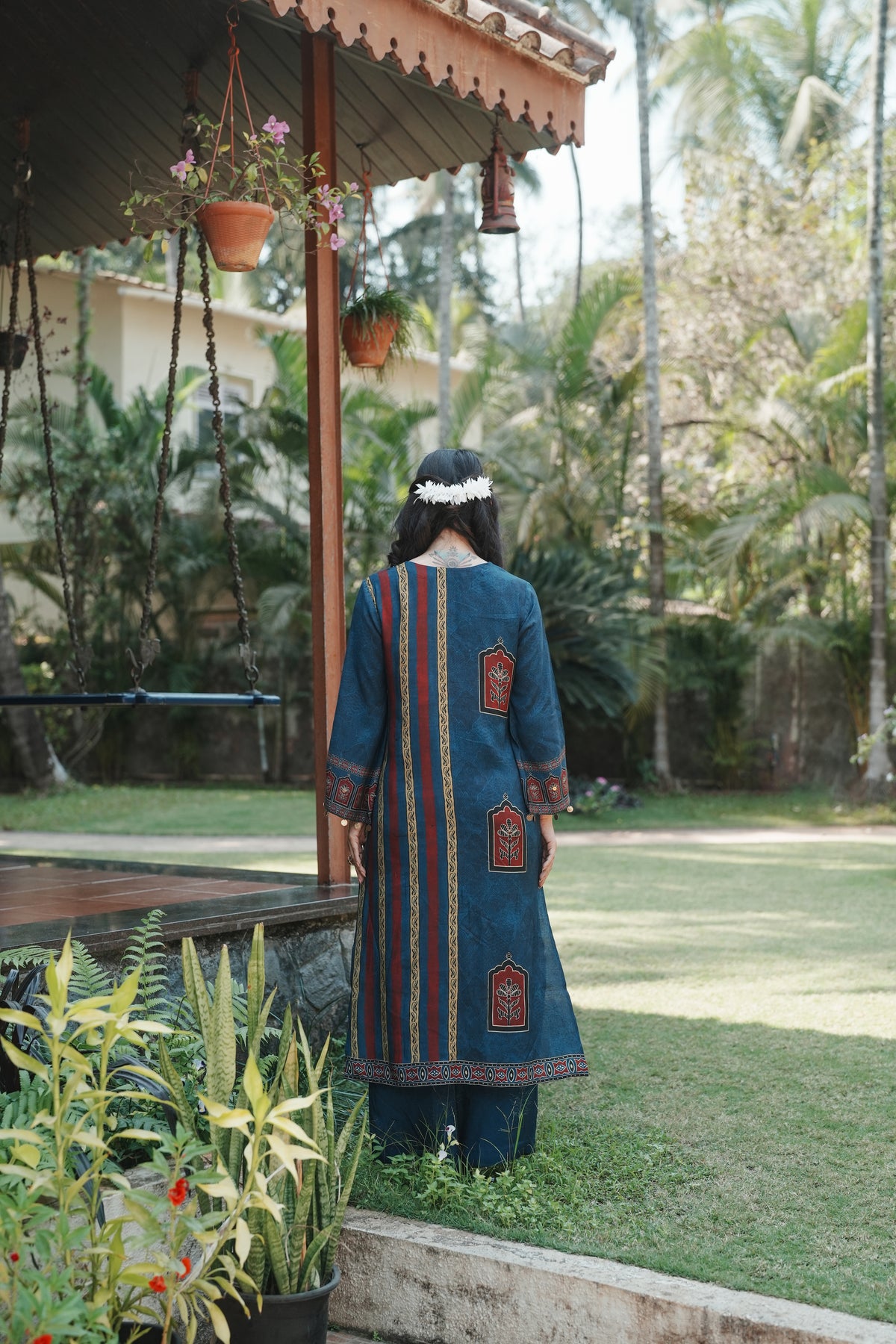 Jharokha Teal Block Print Kurta Set