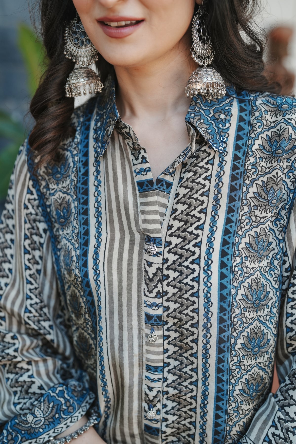 Ajrakh Indigo Geometric Print Kurta Set