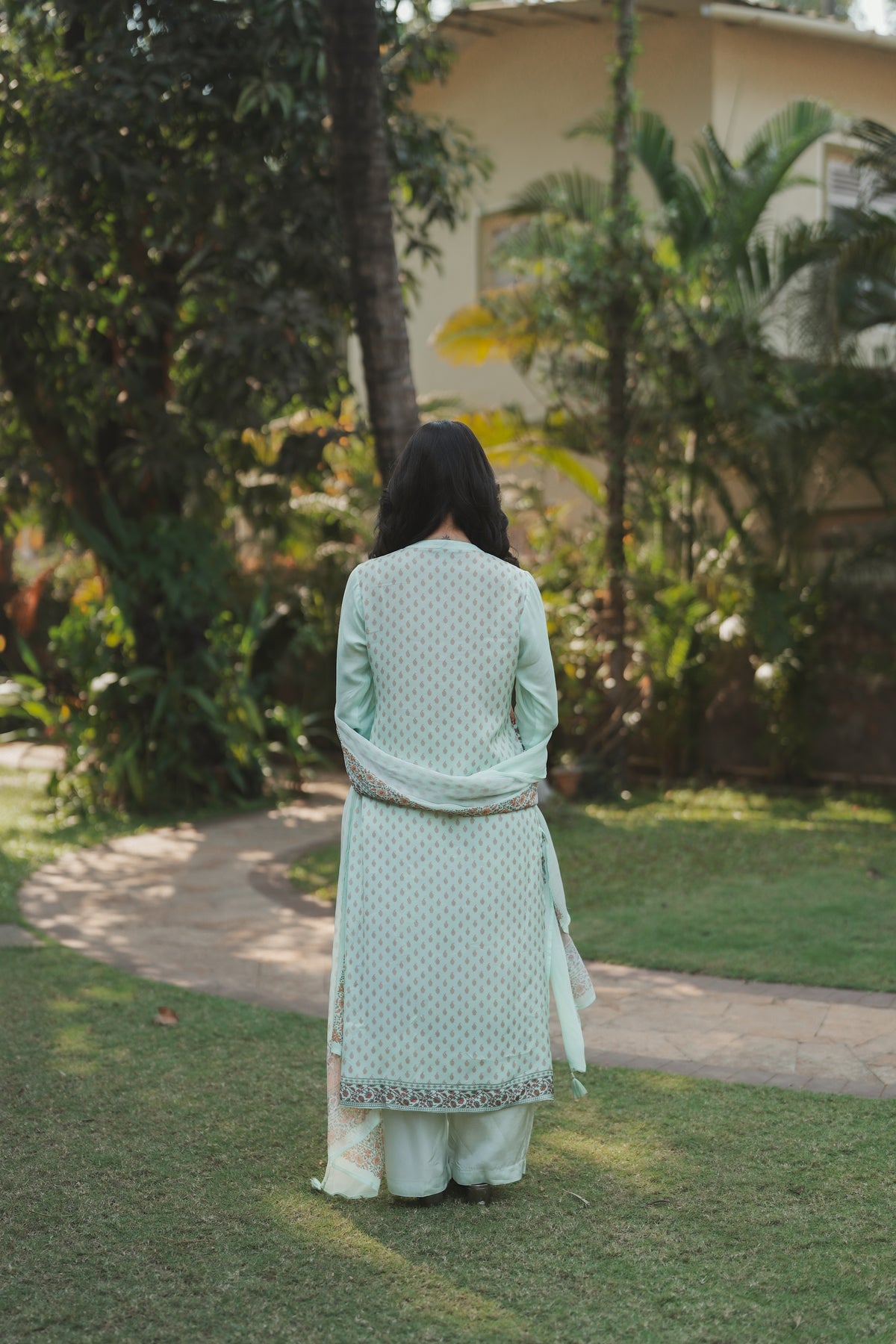 Noor Mahal Mint Green Muslin Suit Set