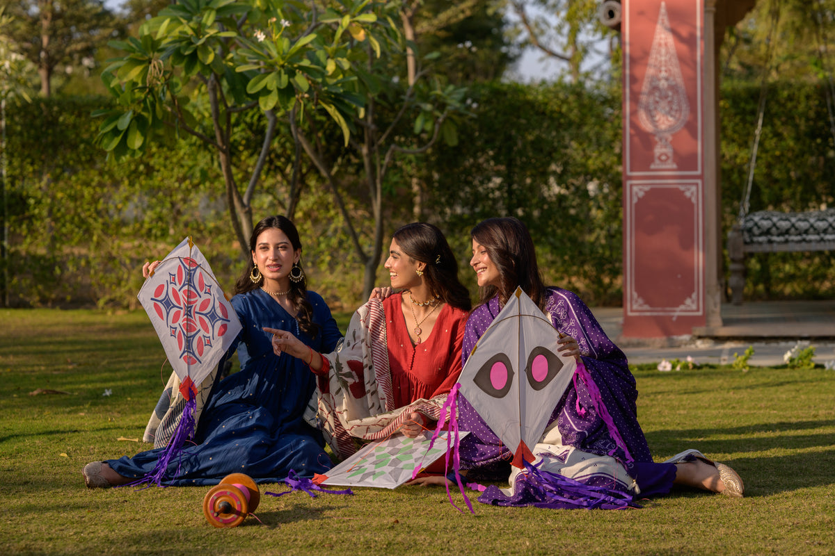 Deep Red Mul Chanderi Alia Cut With Spread Mirror work and Block Print Dupatta Suit Set