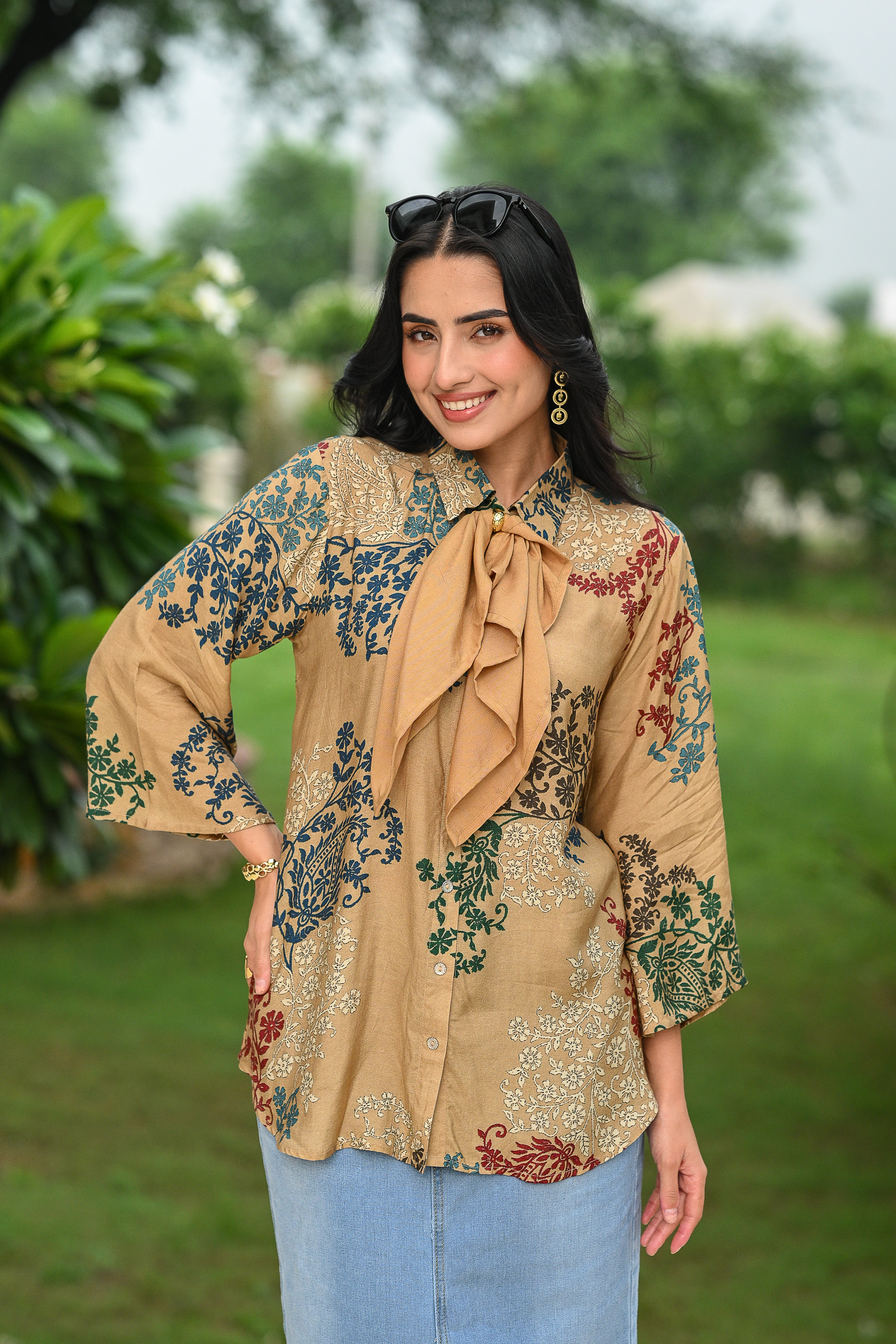 Multicoloured Block Print Muslin Shirt