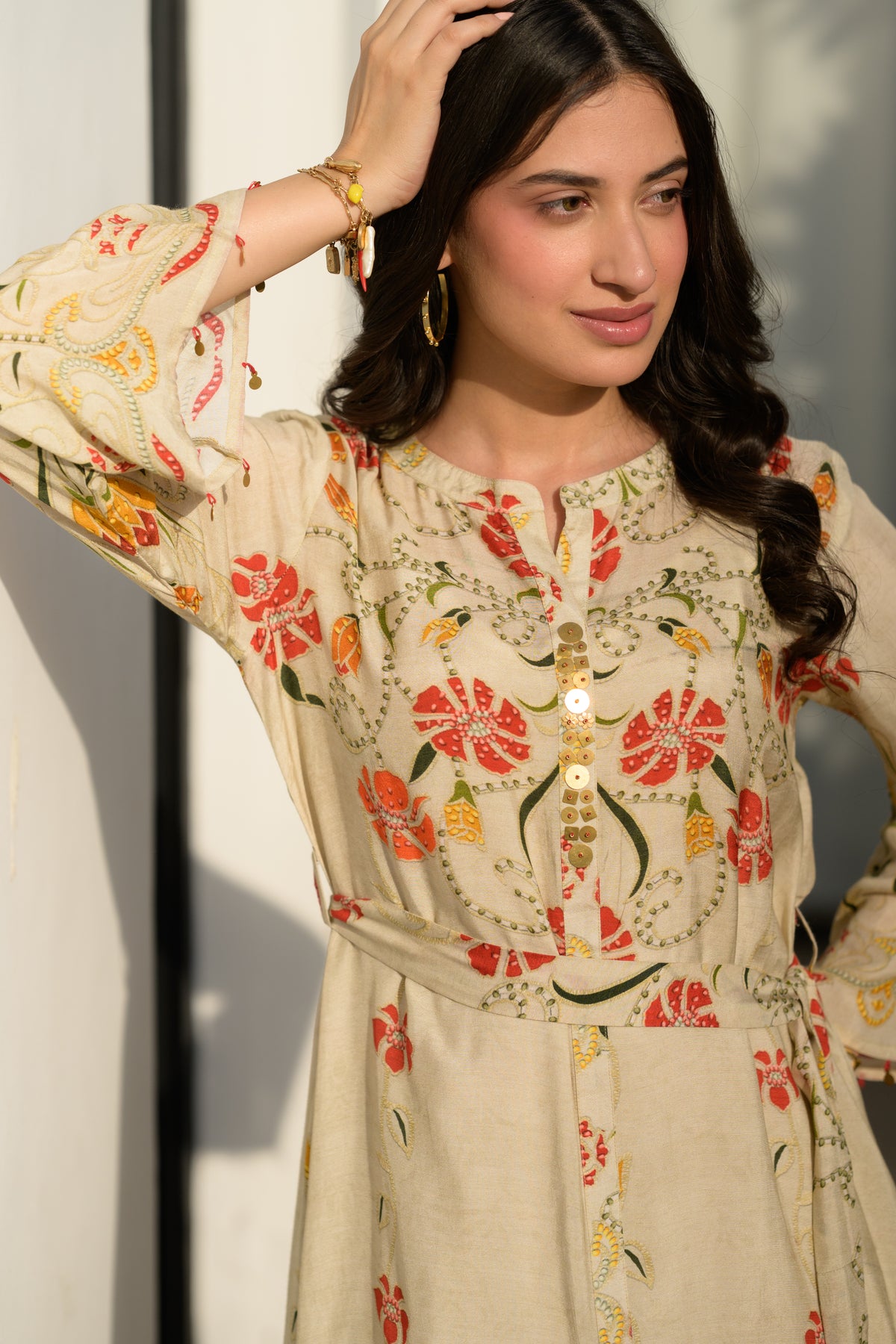 Marigold Bloom block Print Midi Dress