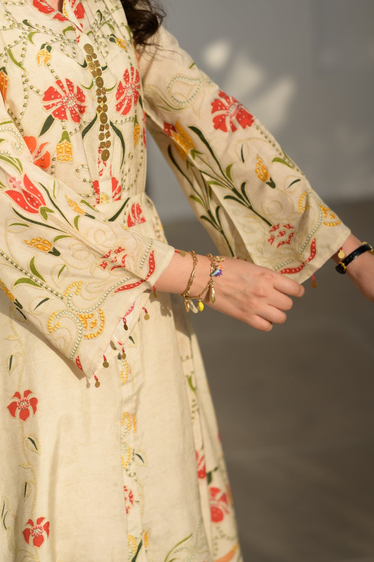 Marigold Bloom block Print Midi Dress