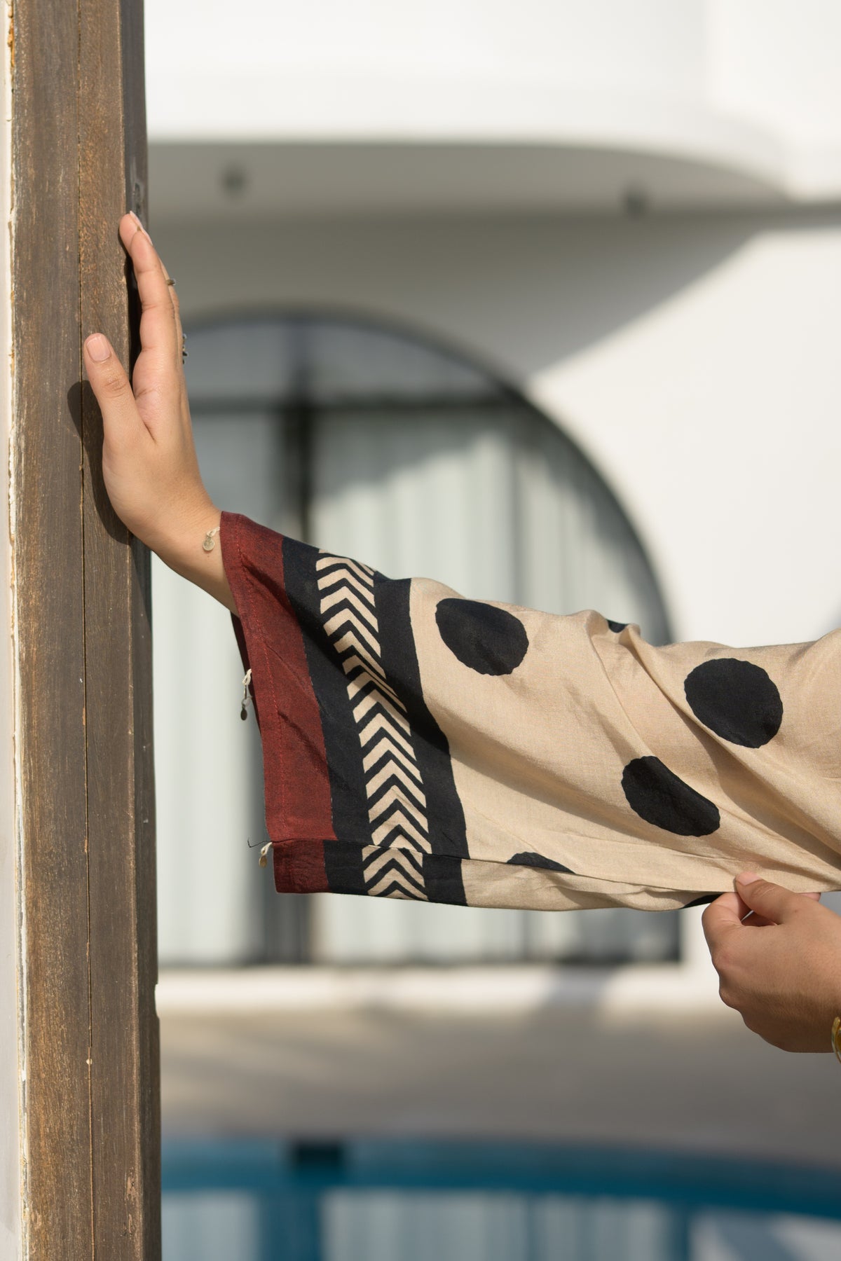 Black & Beige Polka Dot Hand Block Print Shirt