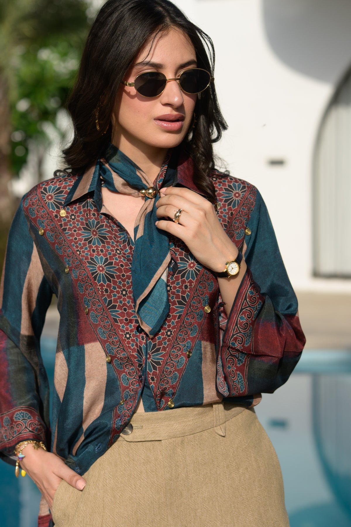 Rustic Blue Ajrakh Bloom Kurta Shirt