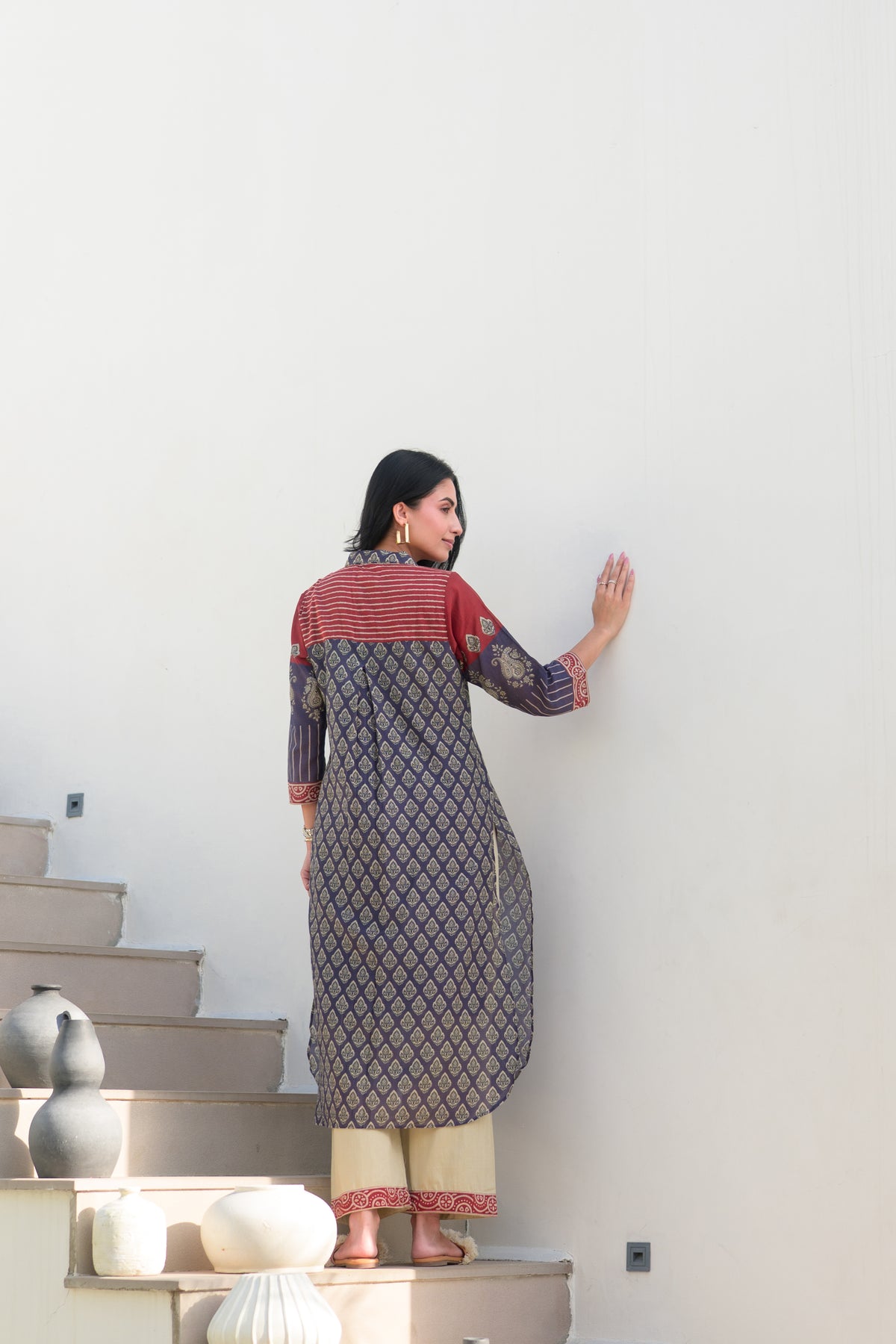 Purple and Red Vayu Mul Chanderi Kurta Set