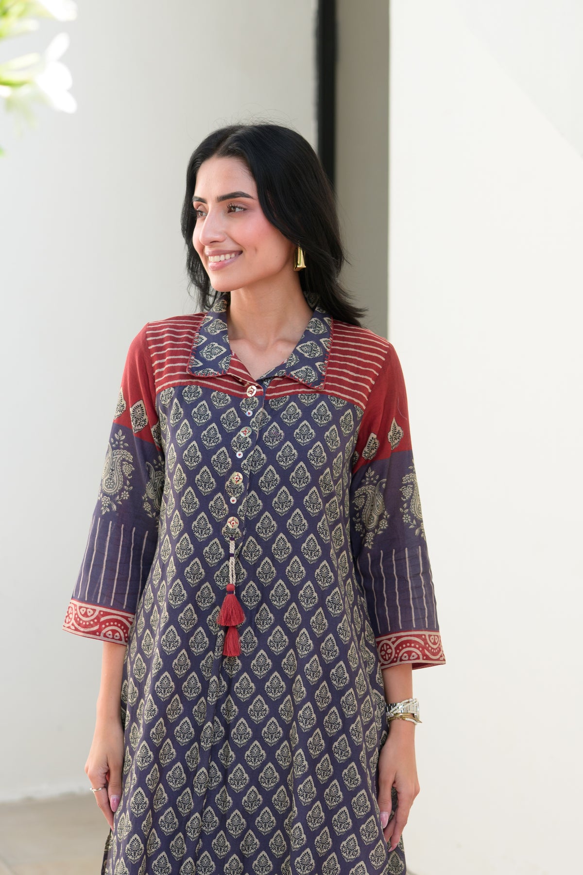 Purple and Red Vayu Mul Chanderi Kurta Set