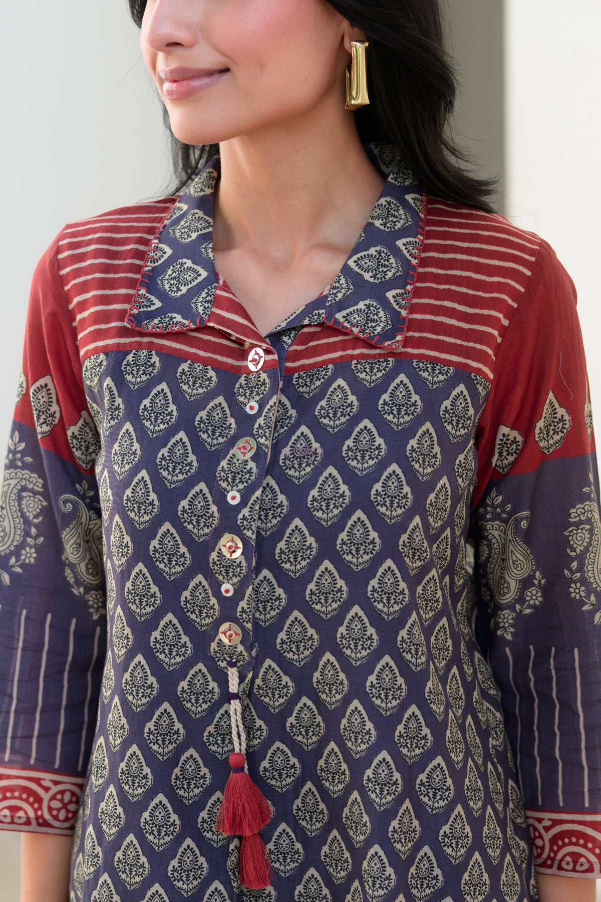 Purple and Red Vayu Mul Chanderi Kurta Set