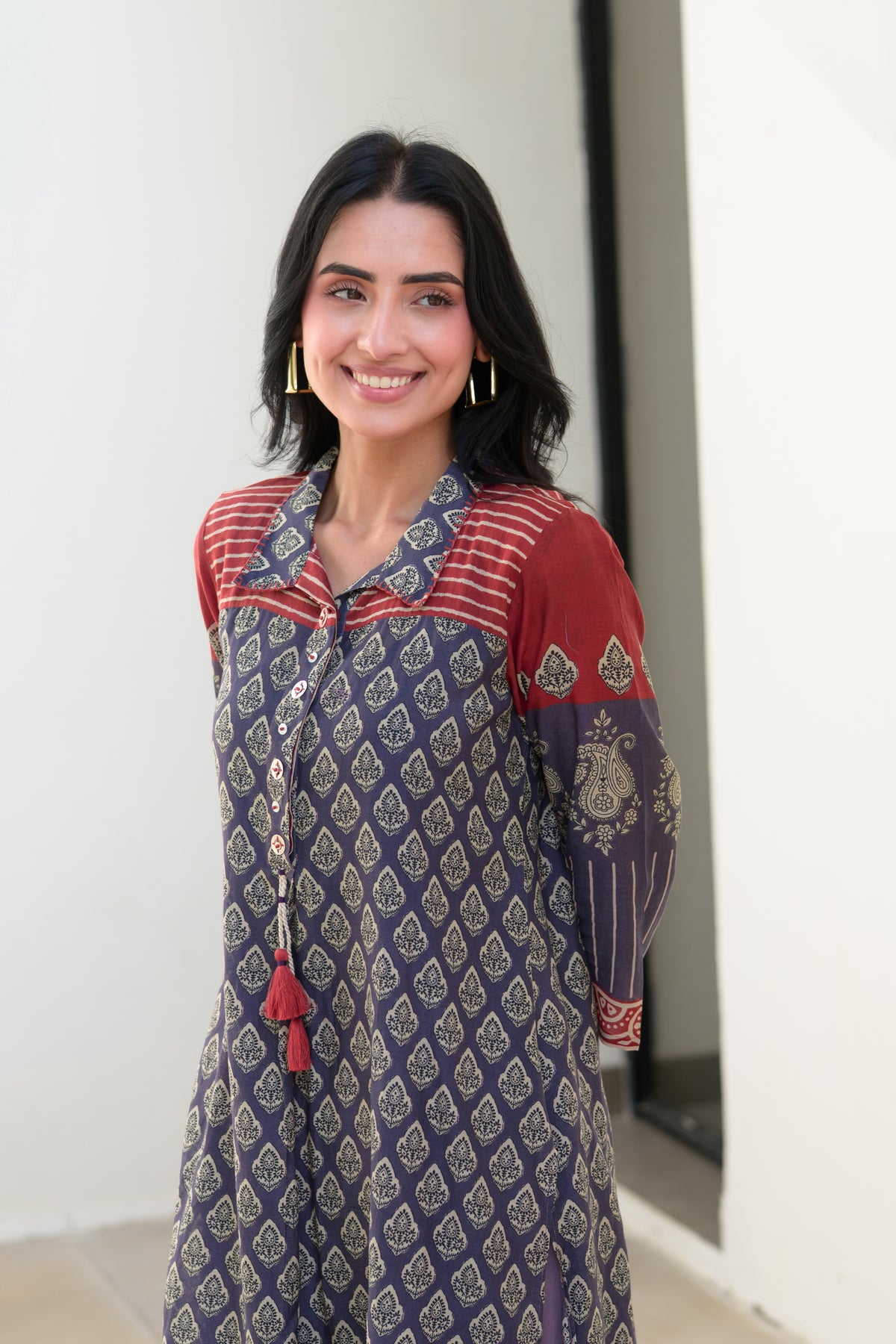 Purple and Red Vayu Mul Chanderi Kurta Set