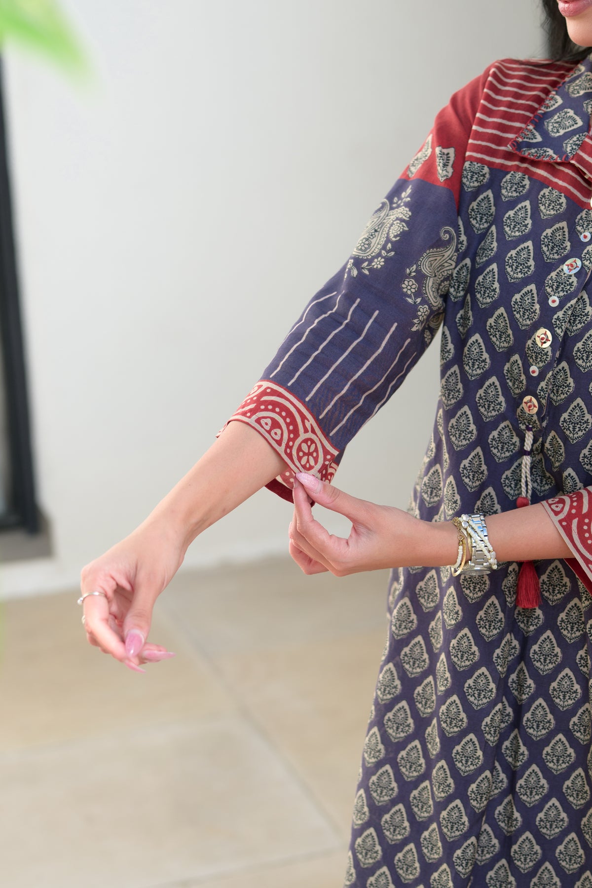 Purple and Red Vayu Mul Chanderi Kurta Set