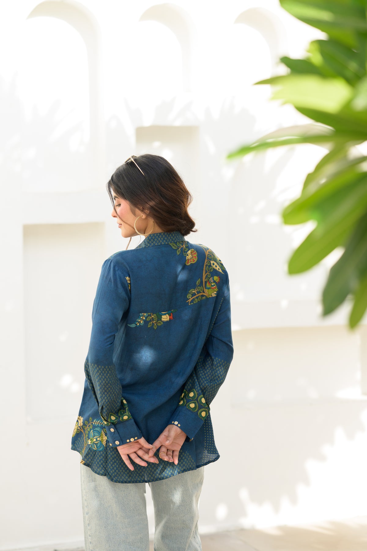 Nila Kalamkari Shirt — Teal