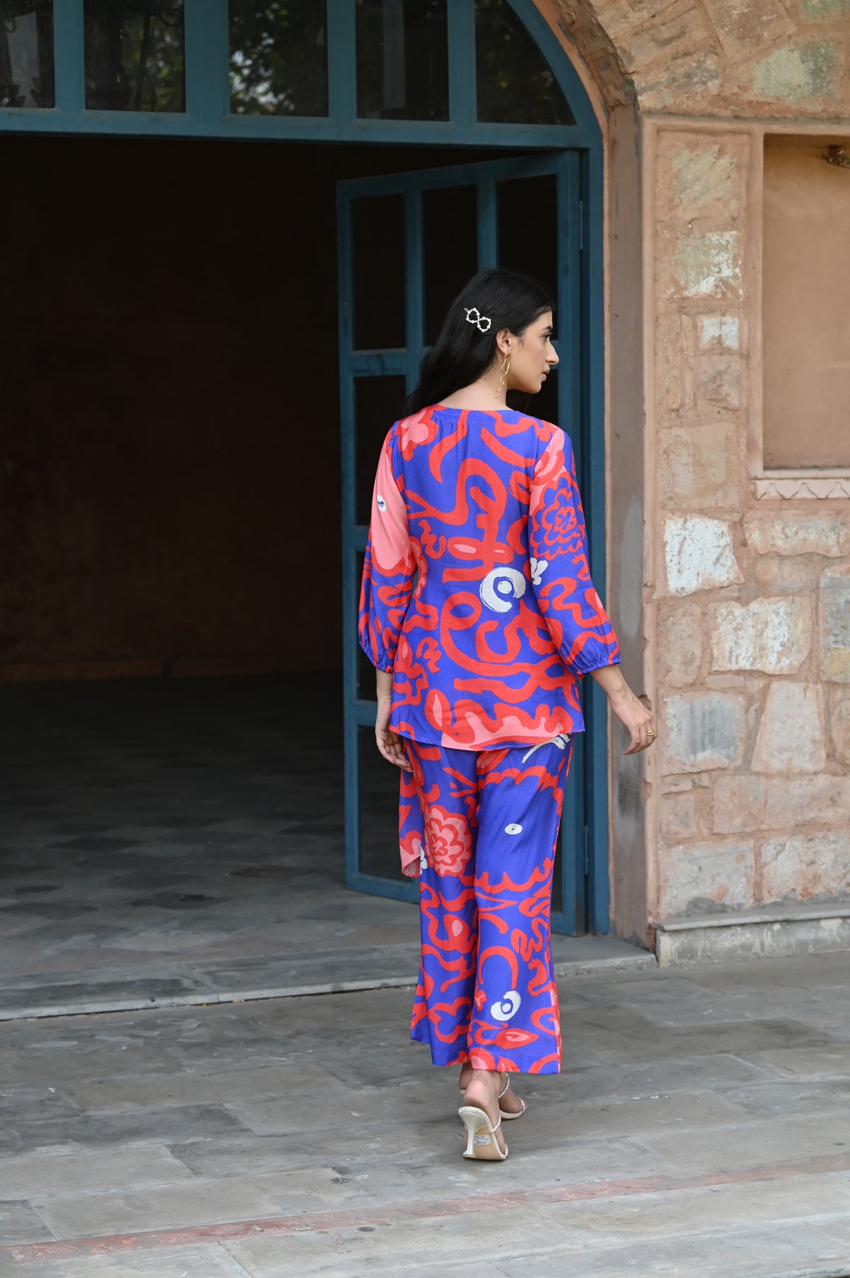 Chic Blue & Red Wave Coord Set