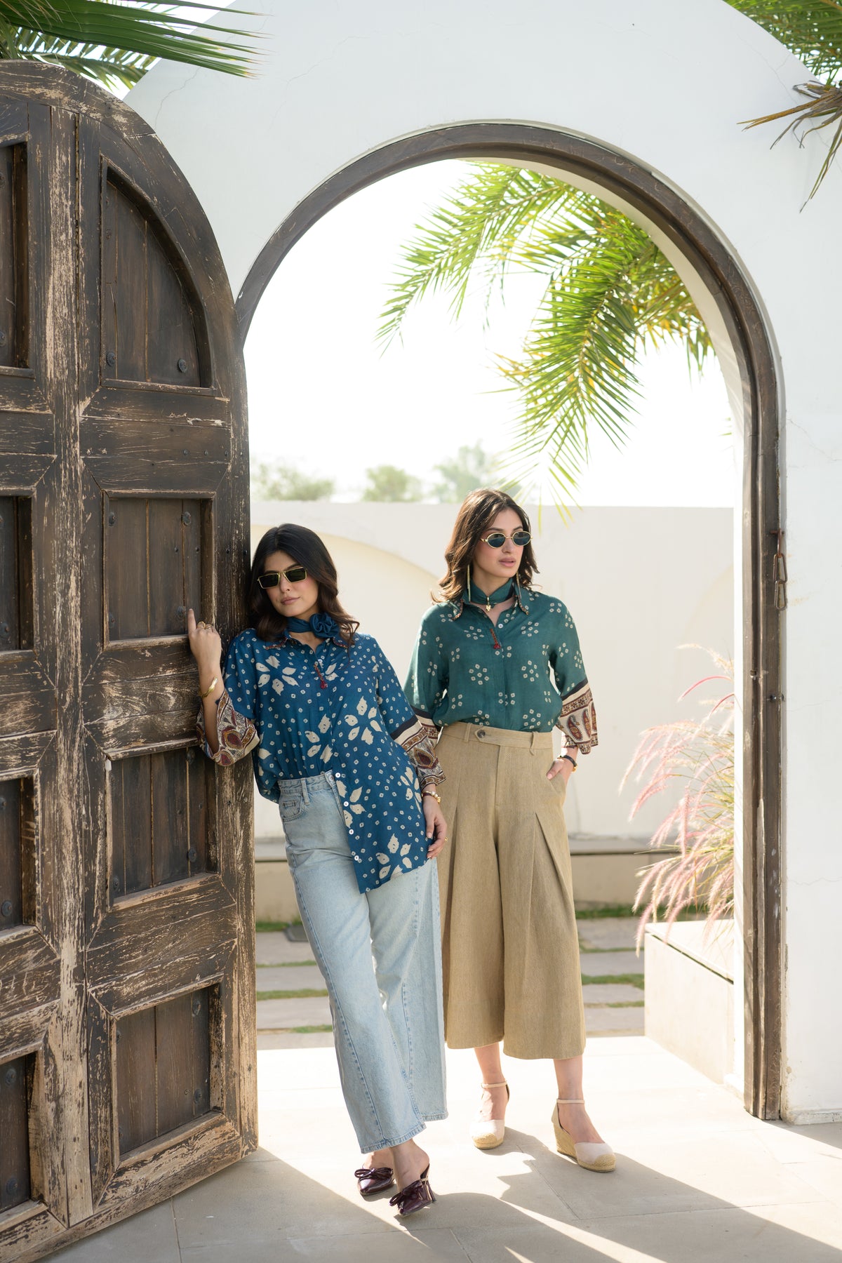 Indigo Bandhani Paisley Cuff Kurta Shirt