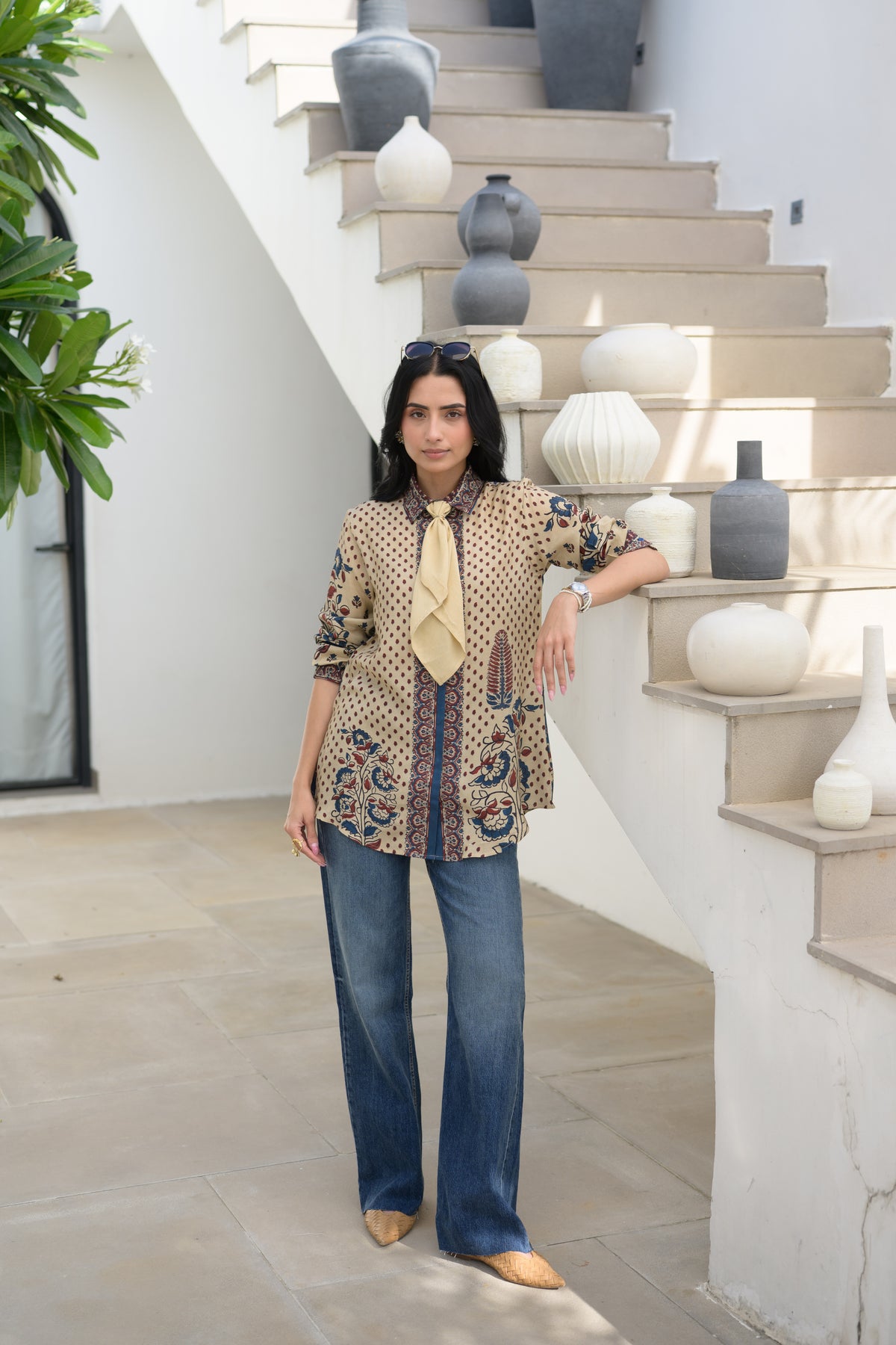 Block Placement Print Muslin Top
