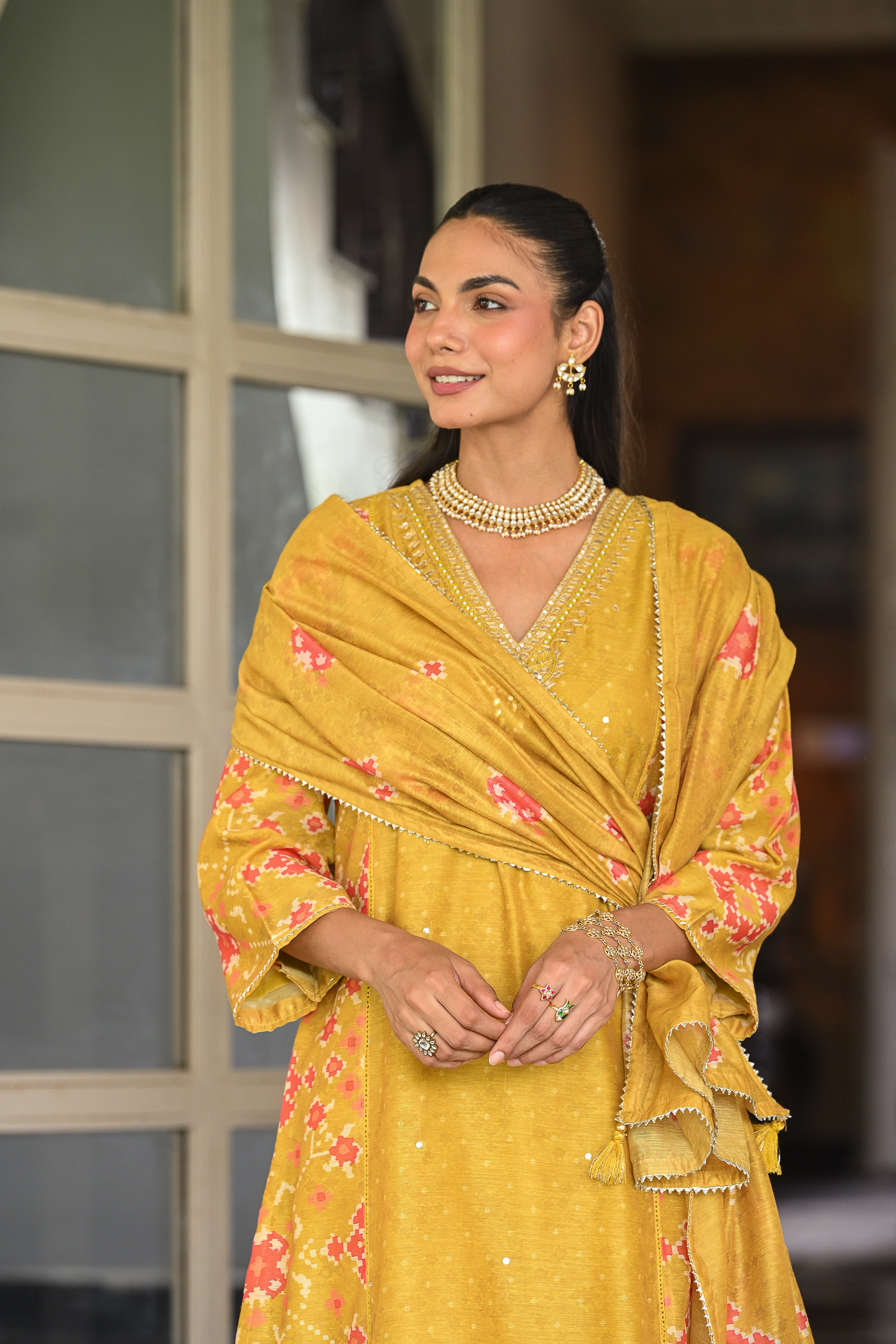 Yellow Patola with Gota Work Chanderi Suit Set