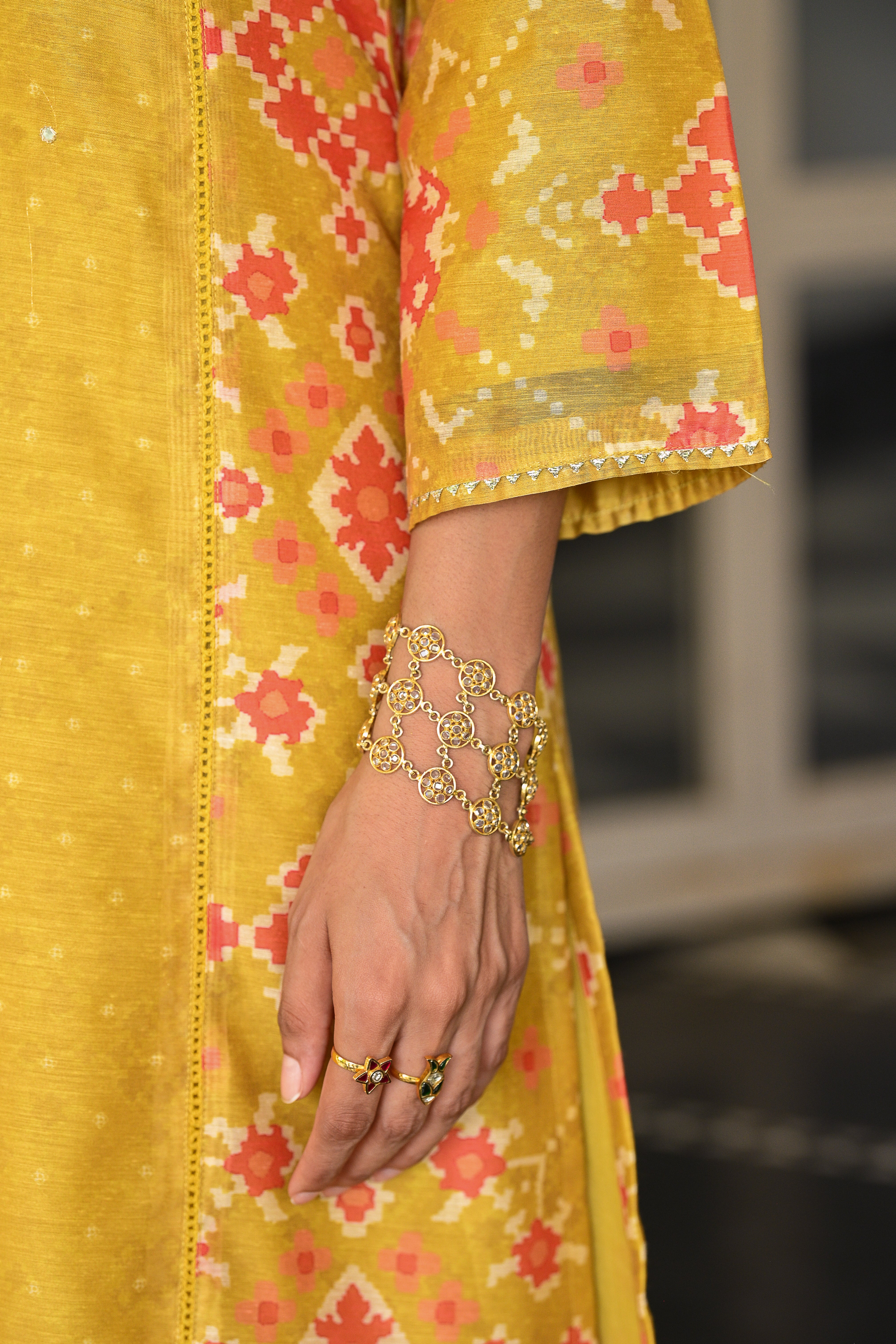 Yellow Patola with Gota Work Chanderi Suit Set