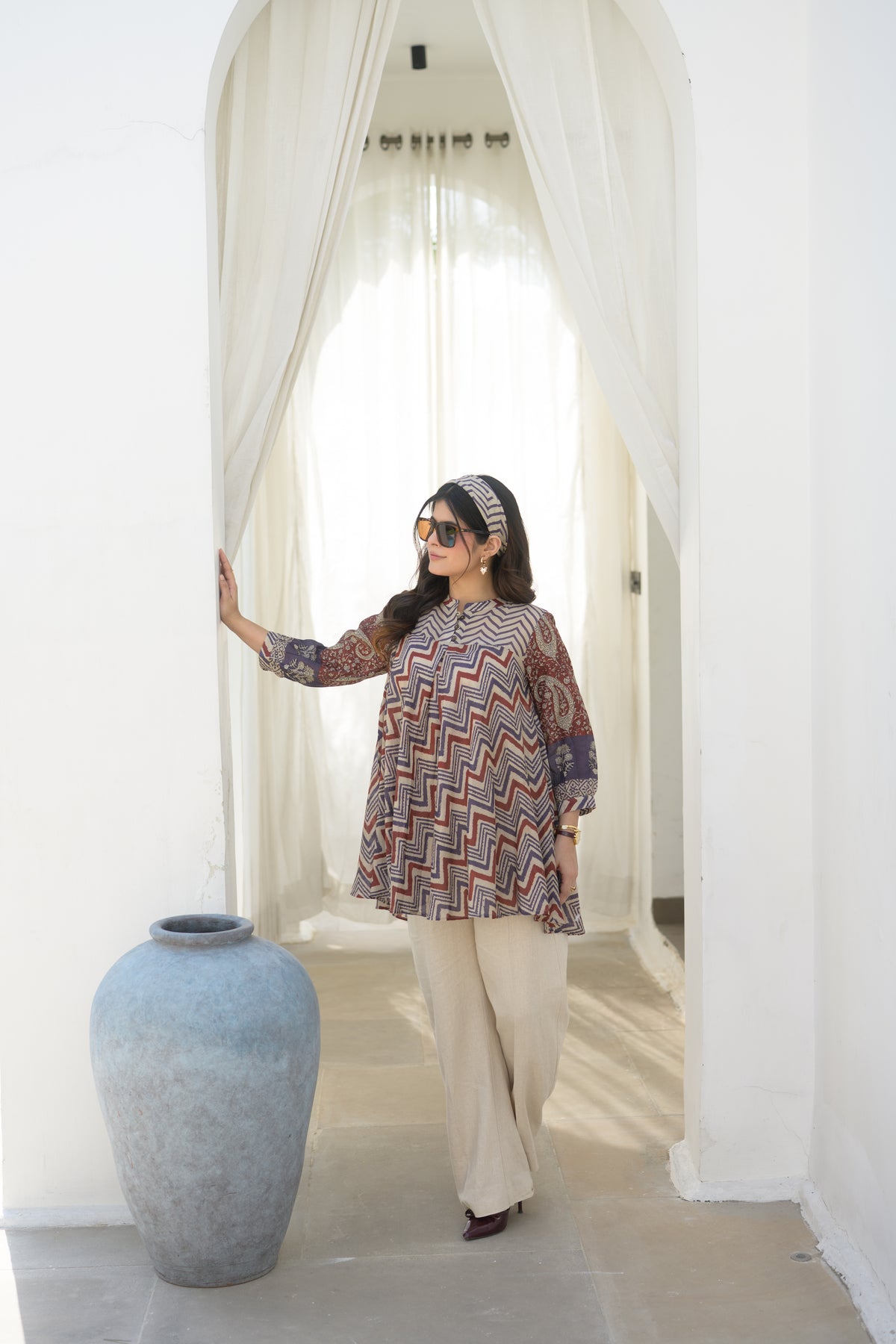 Chevron Ajrakh Hand Block Print Top
