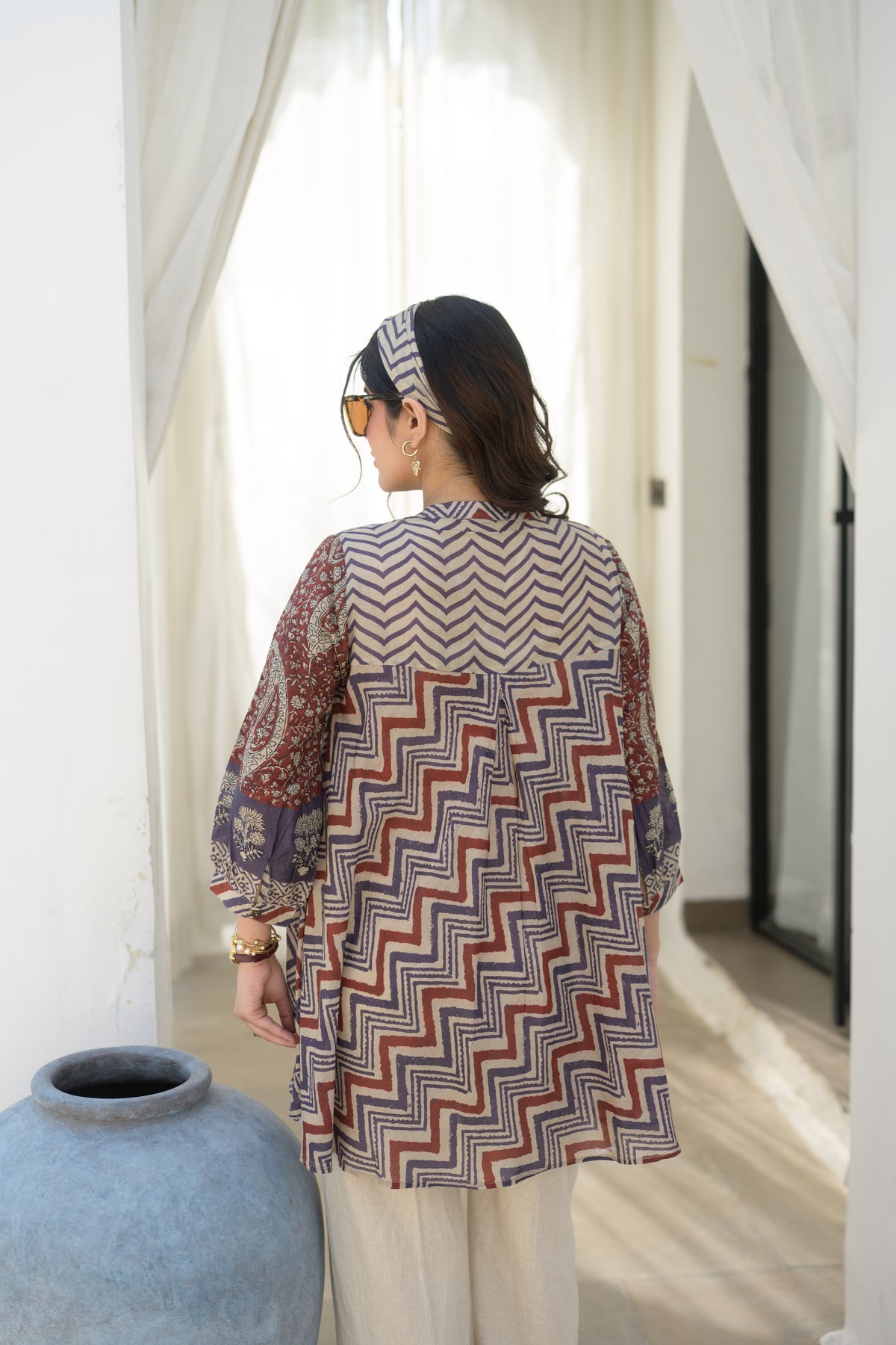 Chevron Ajrakh Hand Block Print Top