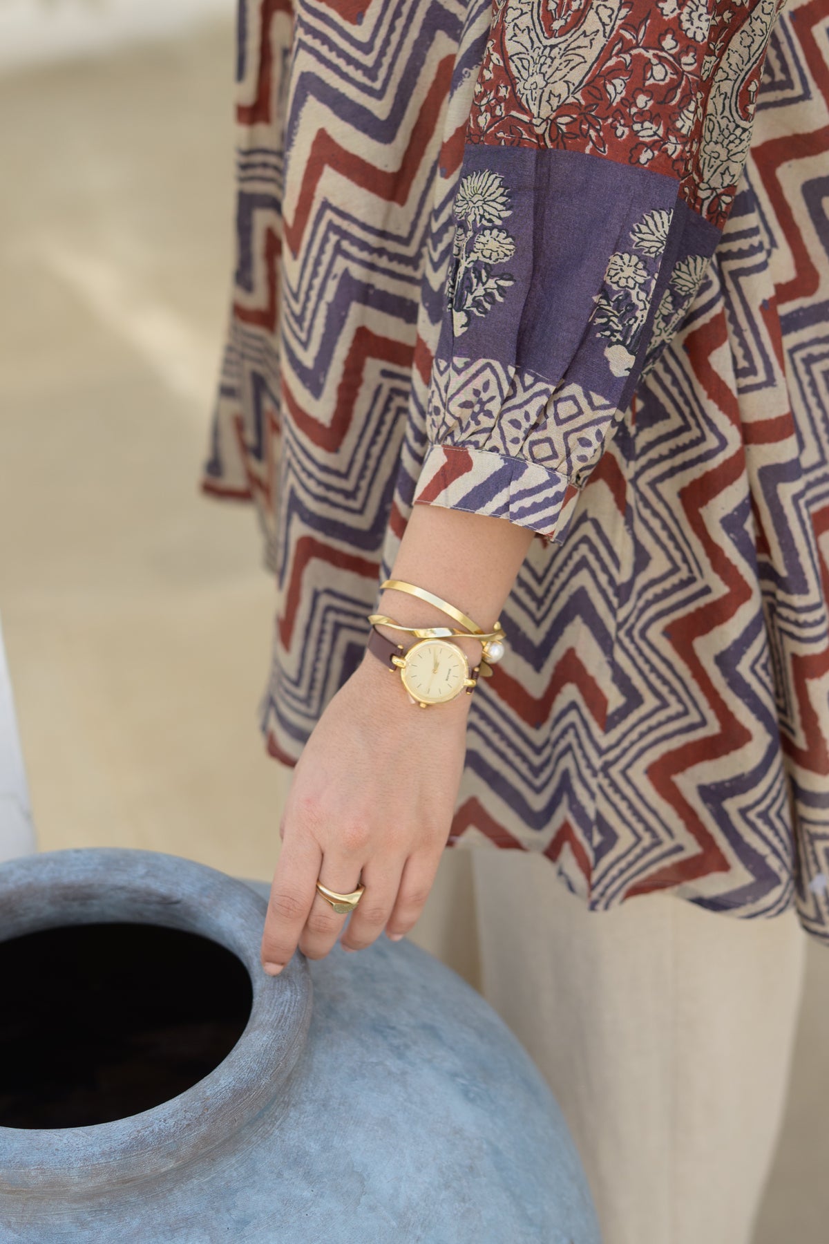 Chevron Ajrakh Hand Block Print Top