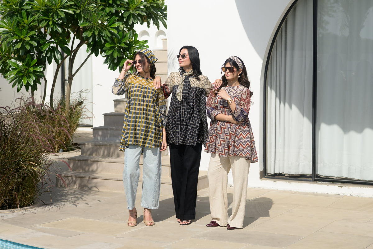 Chevron Ajrakh Hand Block Print Top