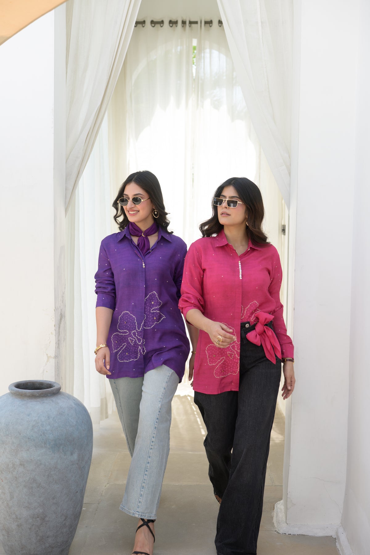 Fuchsia Pink Bandhani Bloom Kurta Shirt
