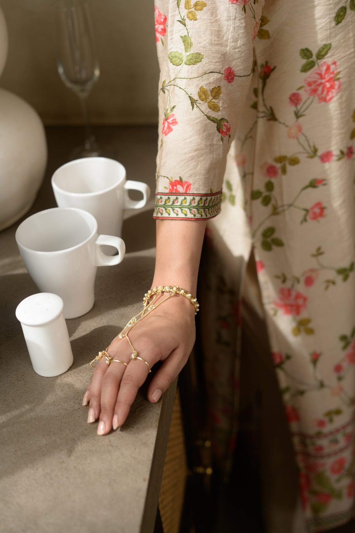 Gulbahar Wrinkled Mul Chanderi Suit Set