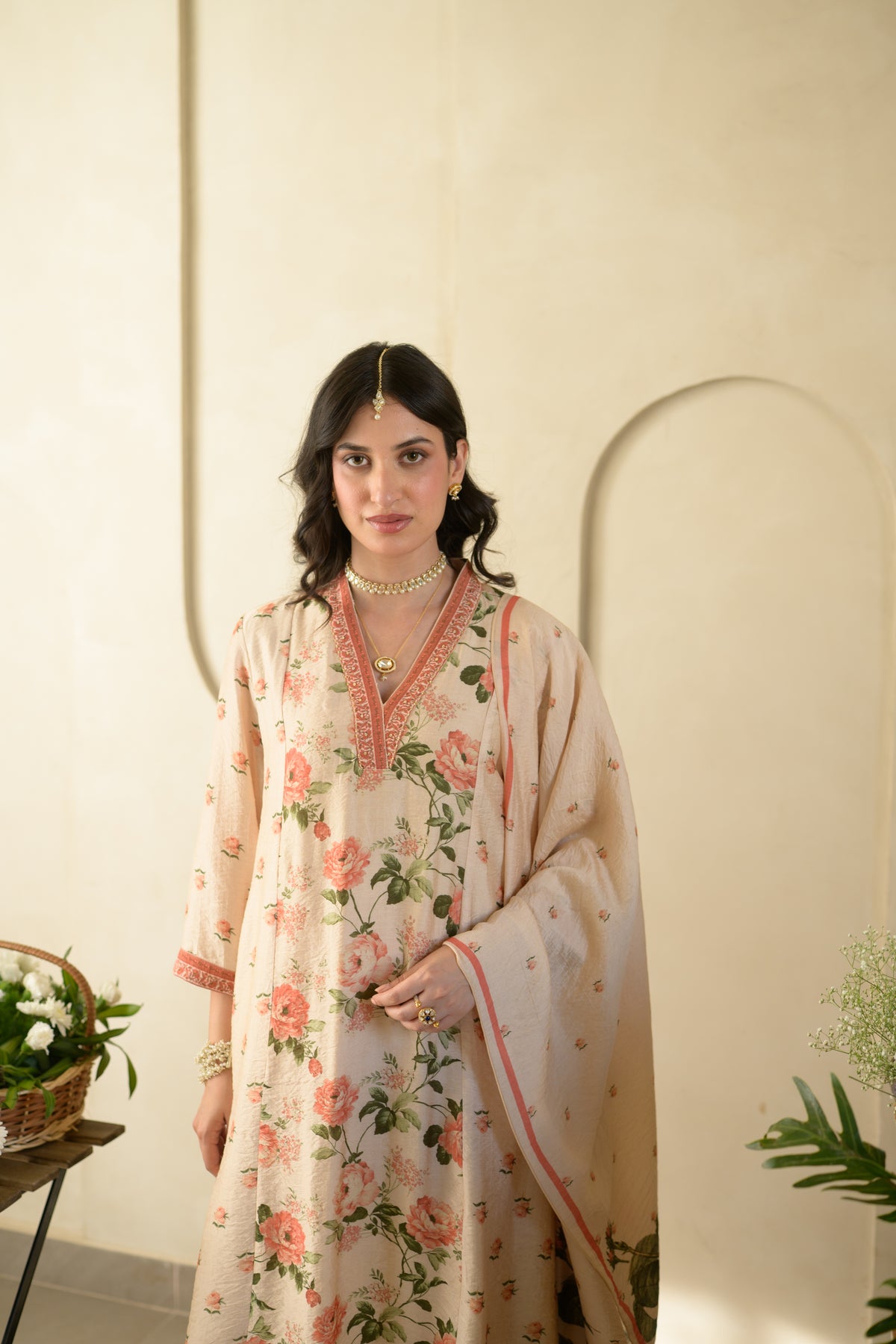 Noorjahan A-Line Wrinkled Mul Chanderi Suit Set