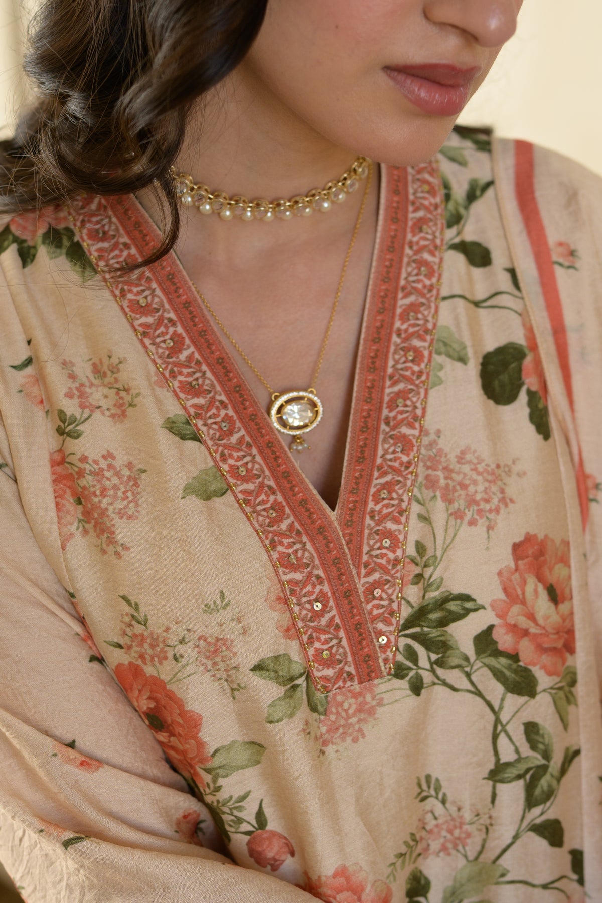 Noorjahan A-Line Wrinkled Mul Chanderi Suit Set