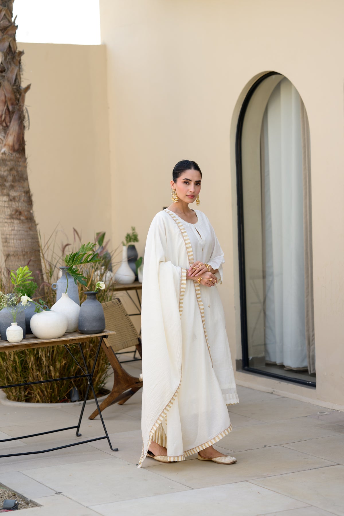 Off White Banarsi with Gota Work Suit Set