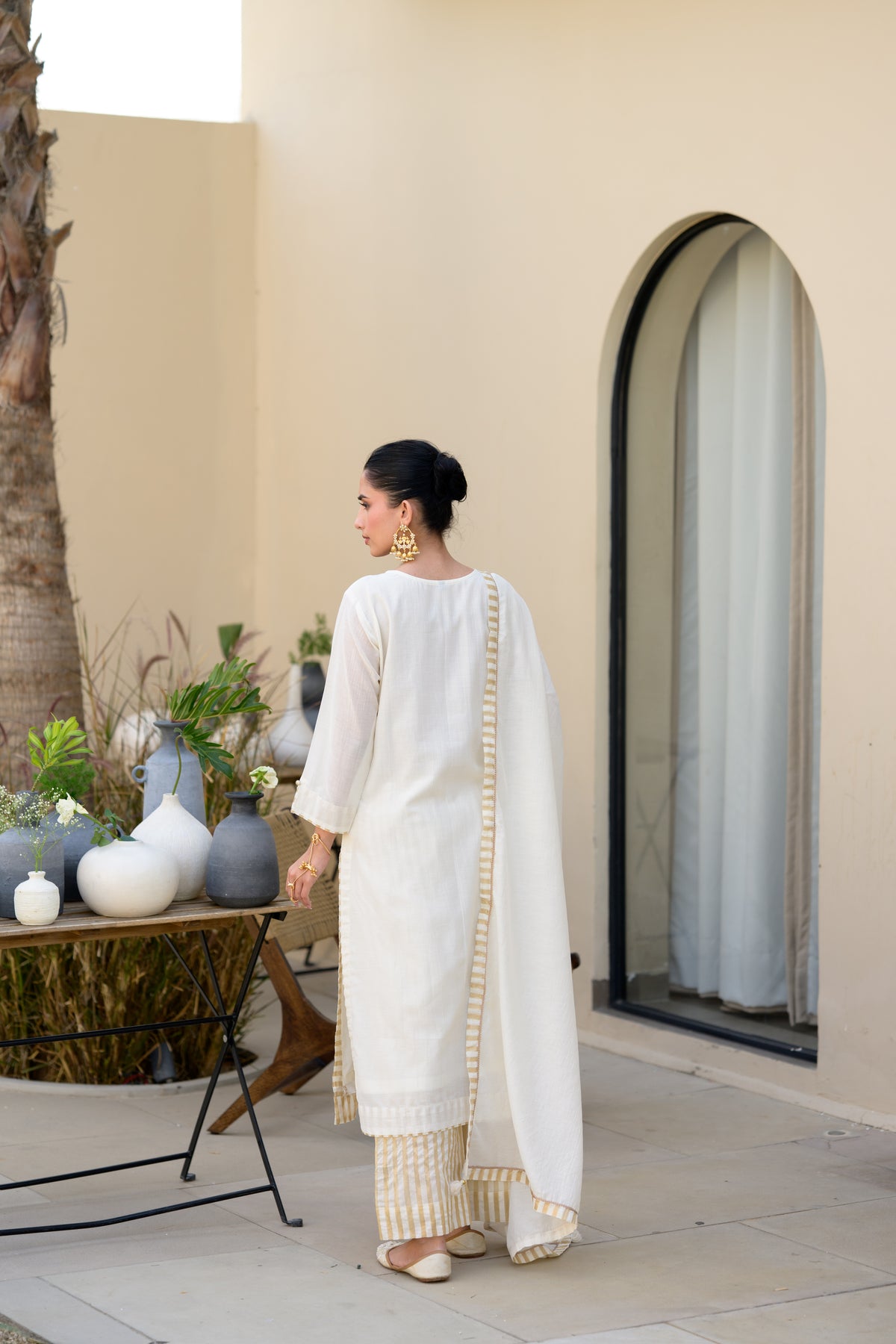 Off White Banarsi with Gota Work Suit Set