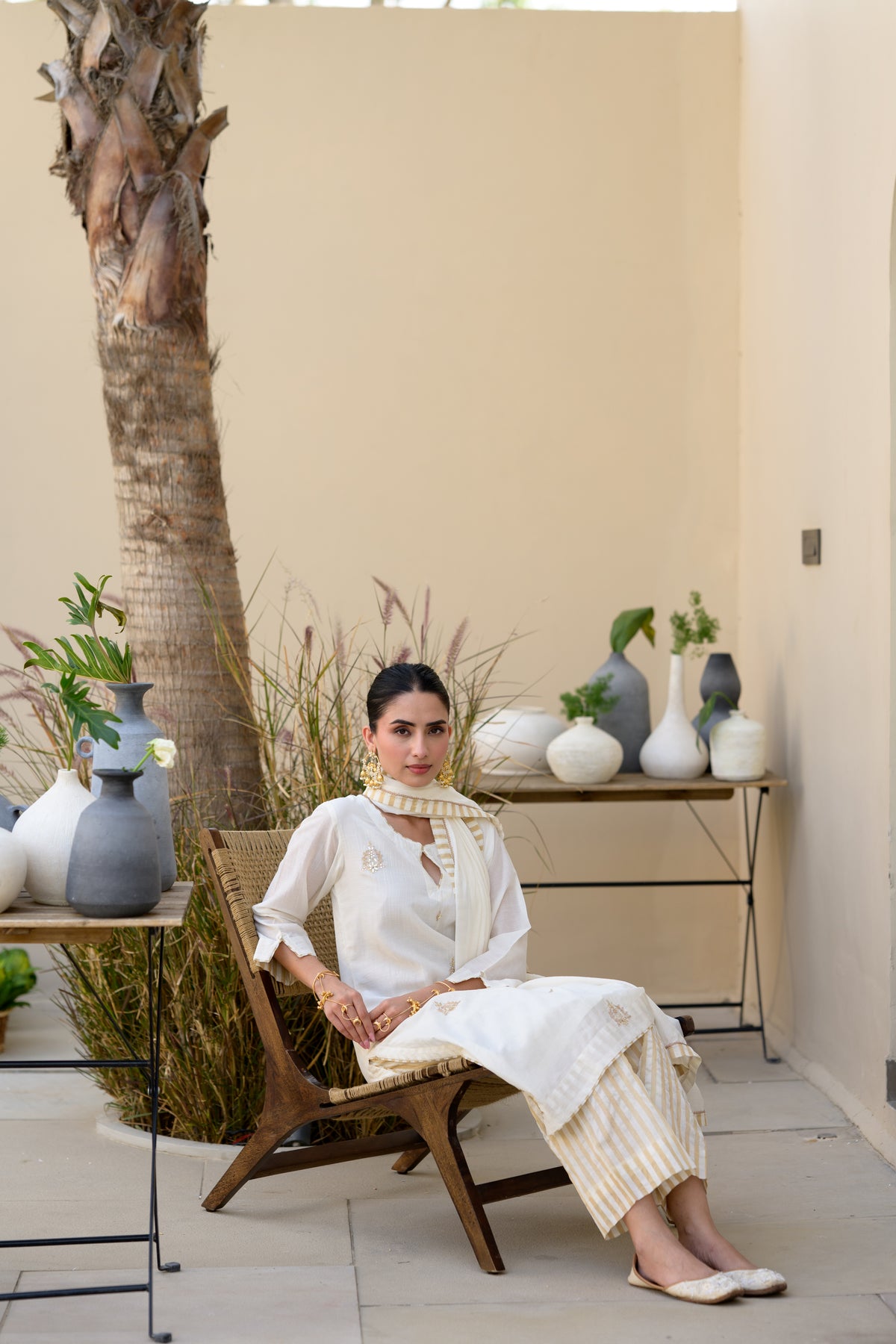 Off White Banarsi with Gota Work Suit Set