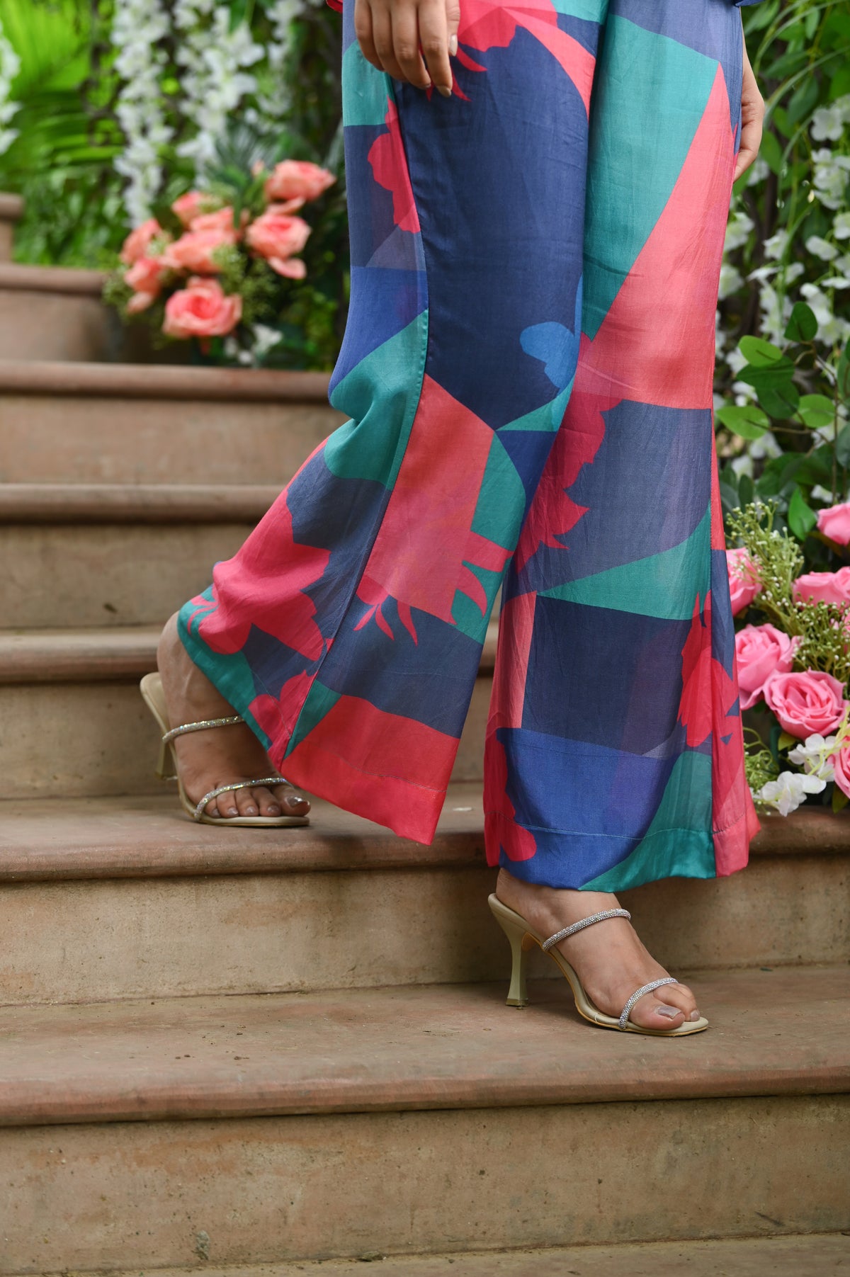 Blue and Green Geometric Botanic design Coord Set