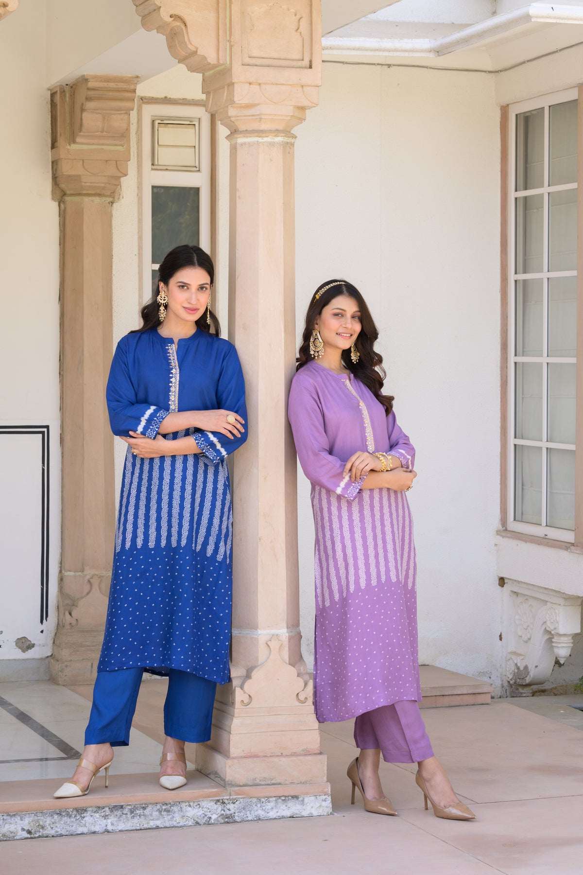 Royal Blue Bandhani Muslin Kurta Set