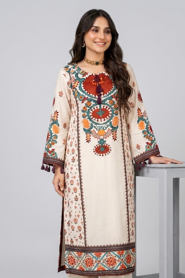 Rang Mahal Off White Muslin  Kurta Set