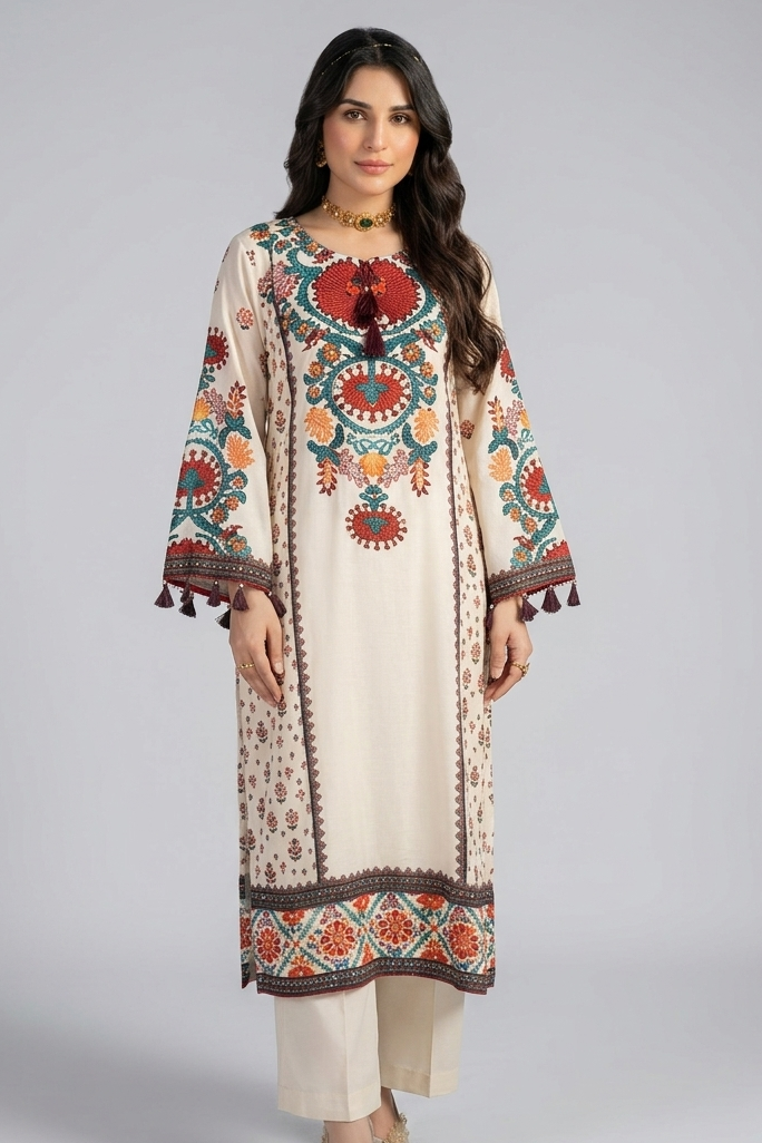 Rang Mahal Off White Muslin  Kurta Set