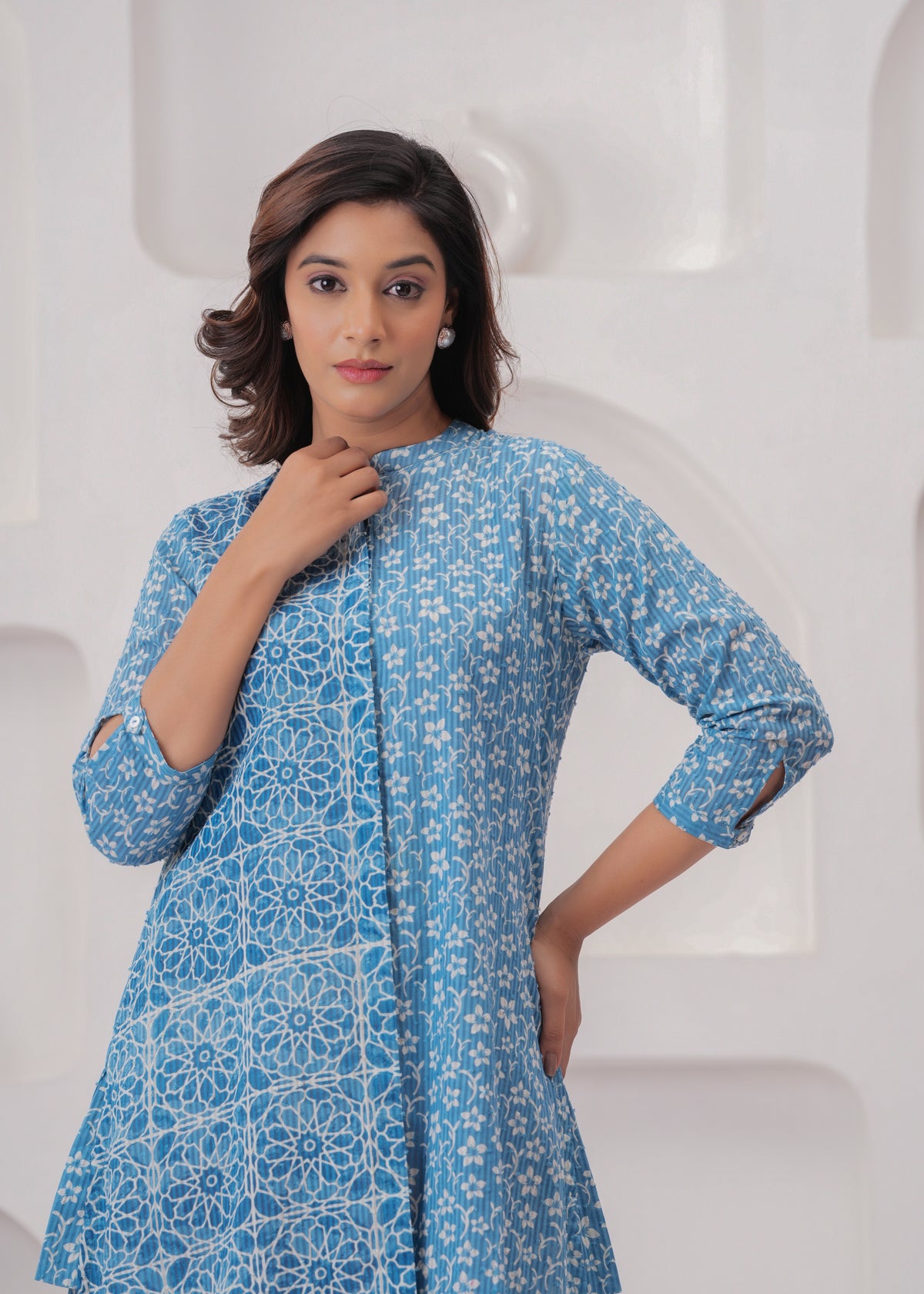 Blue Indigo Block Print Summer Dress