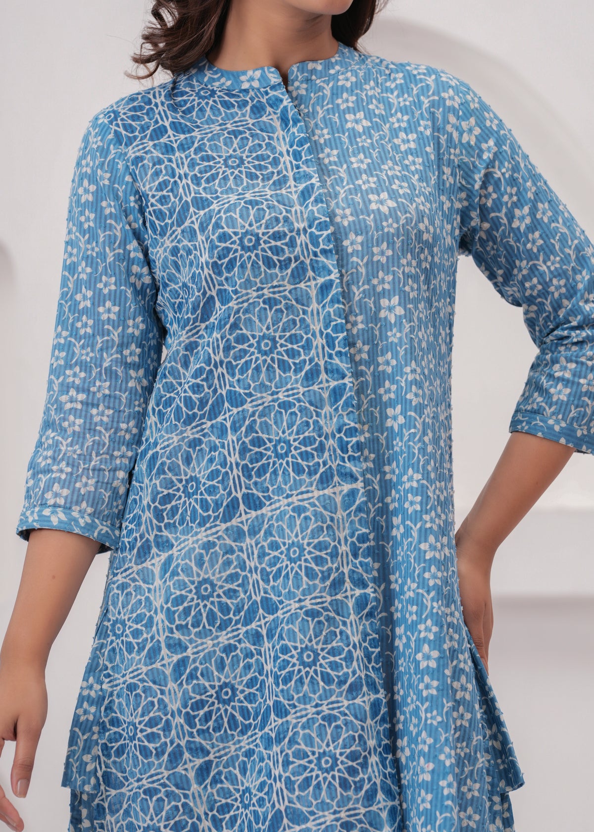 Blue Indigo Block Print Summer Dress