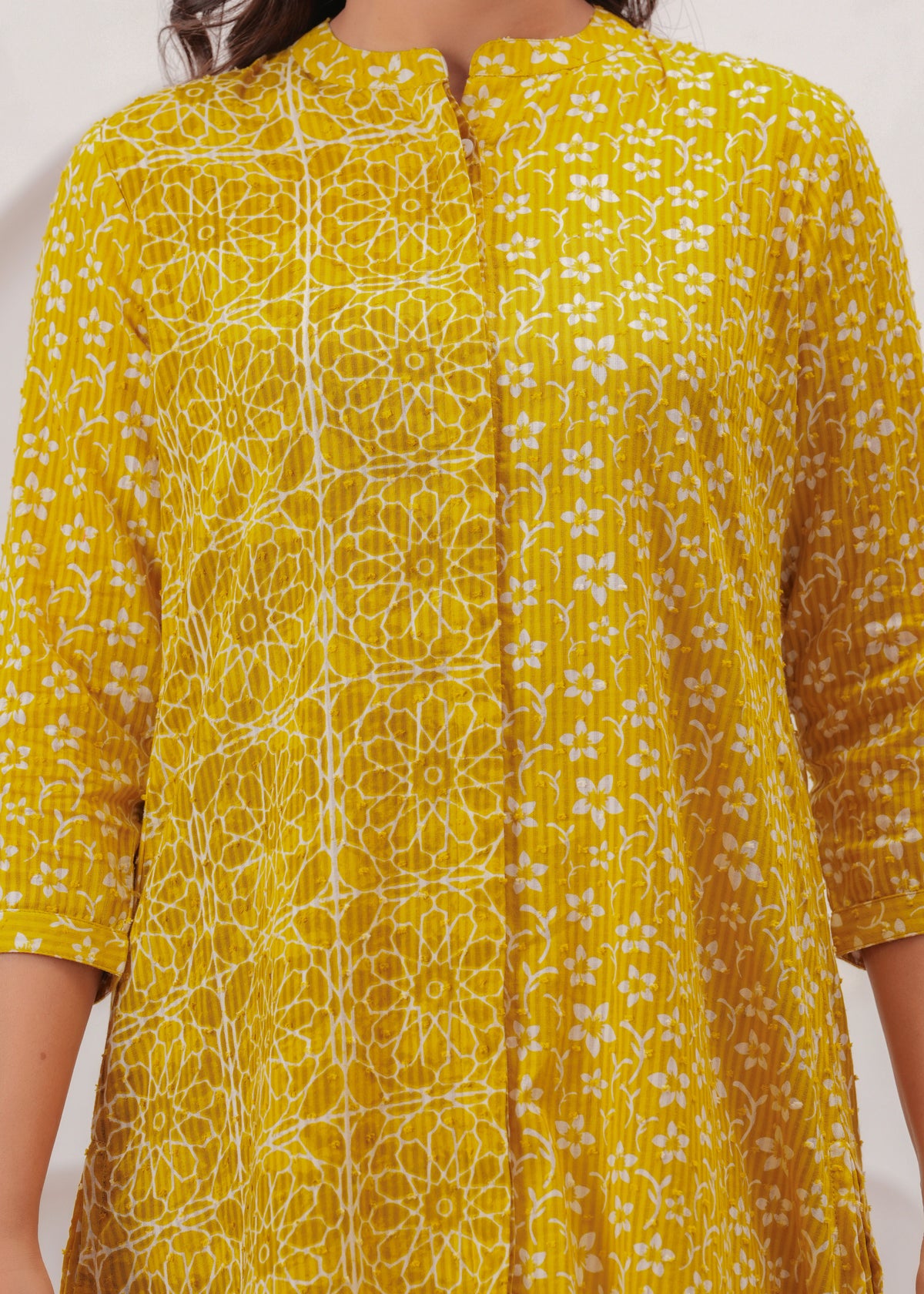 Mustard Block Print Summer Dress