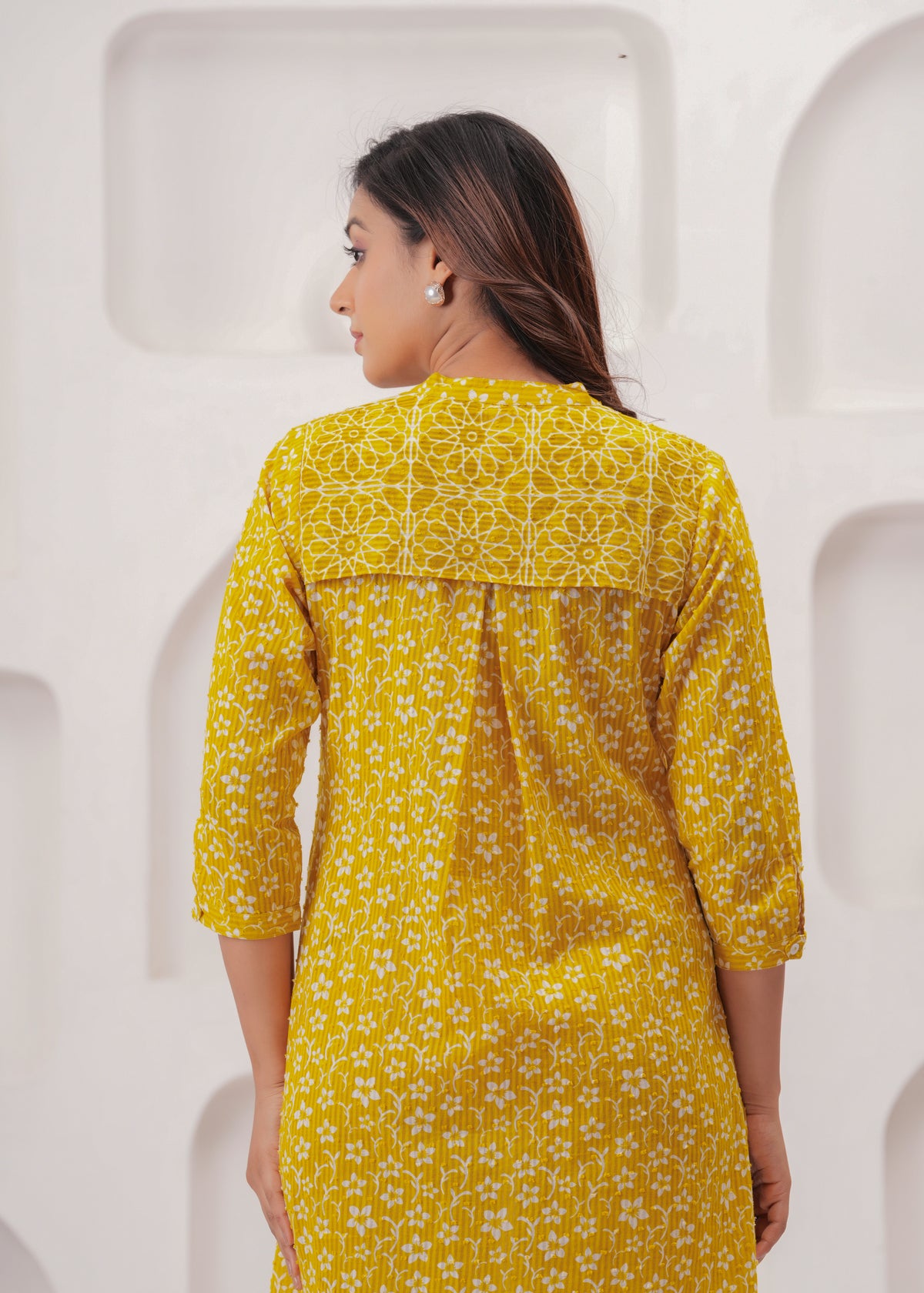 Mustard Block Print Summer Dress