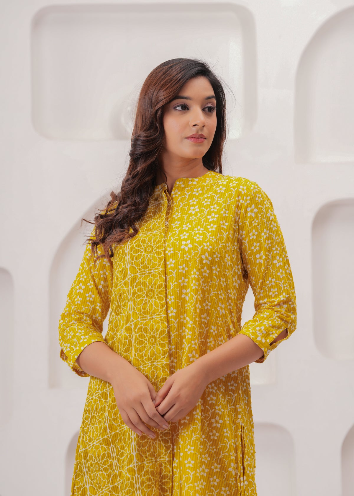 Mustard Block Print Summer Dress