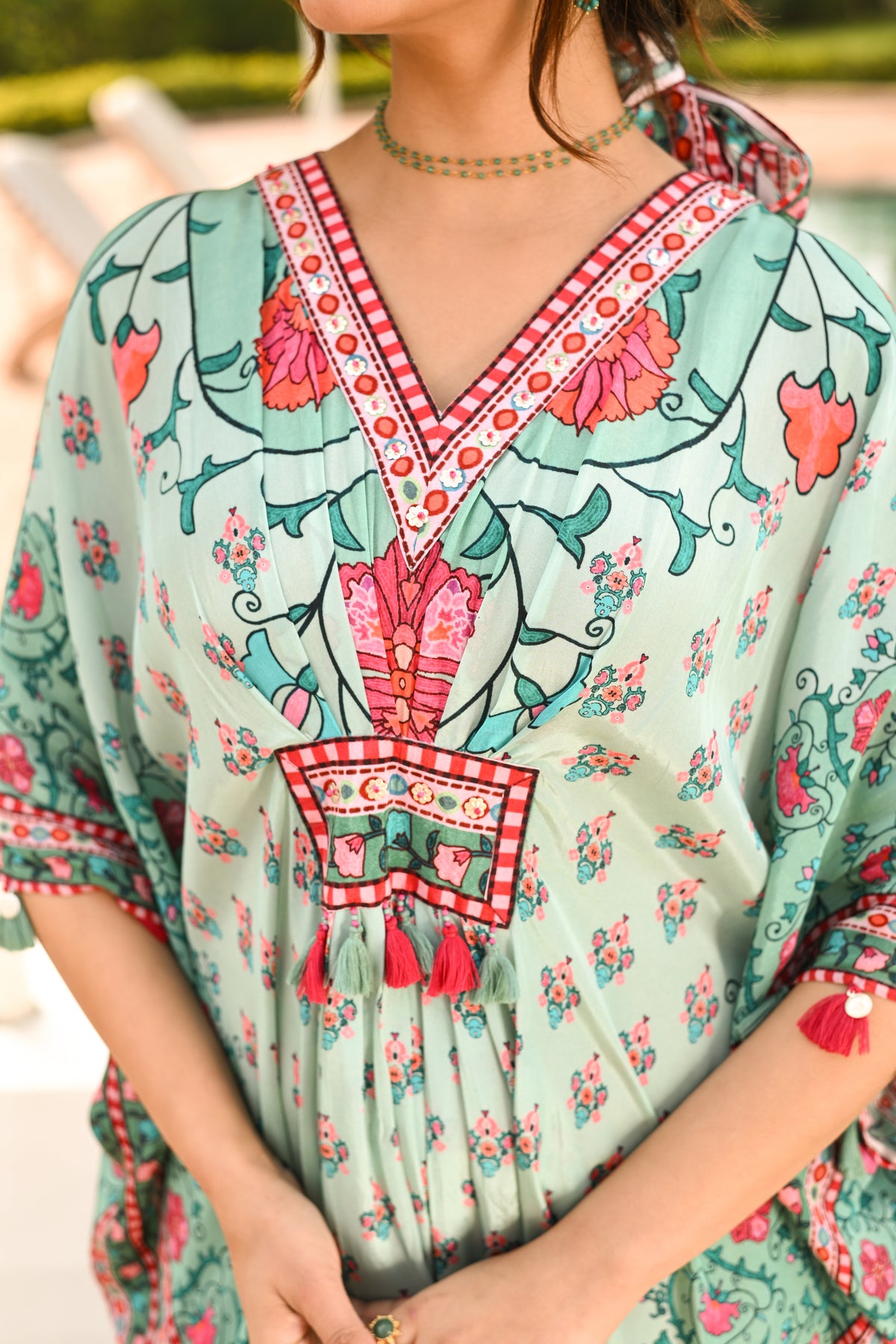 Cadmium Green Side Placement Panel Kaftan