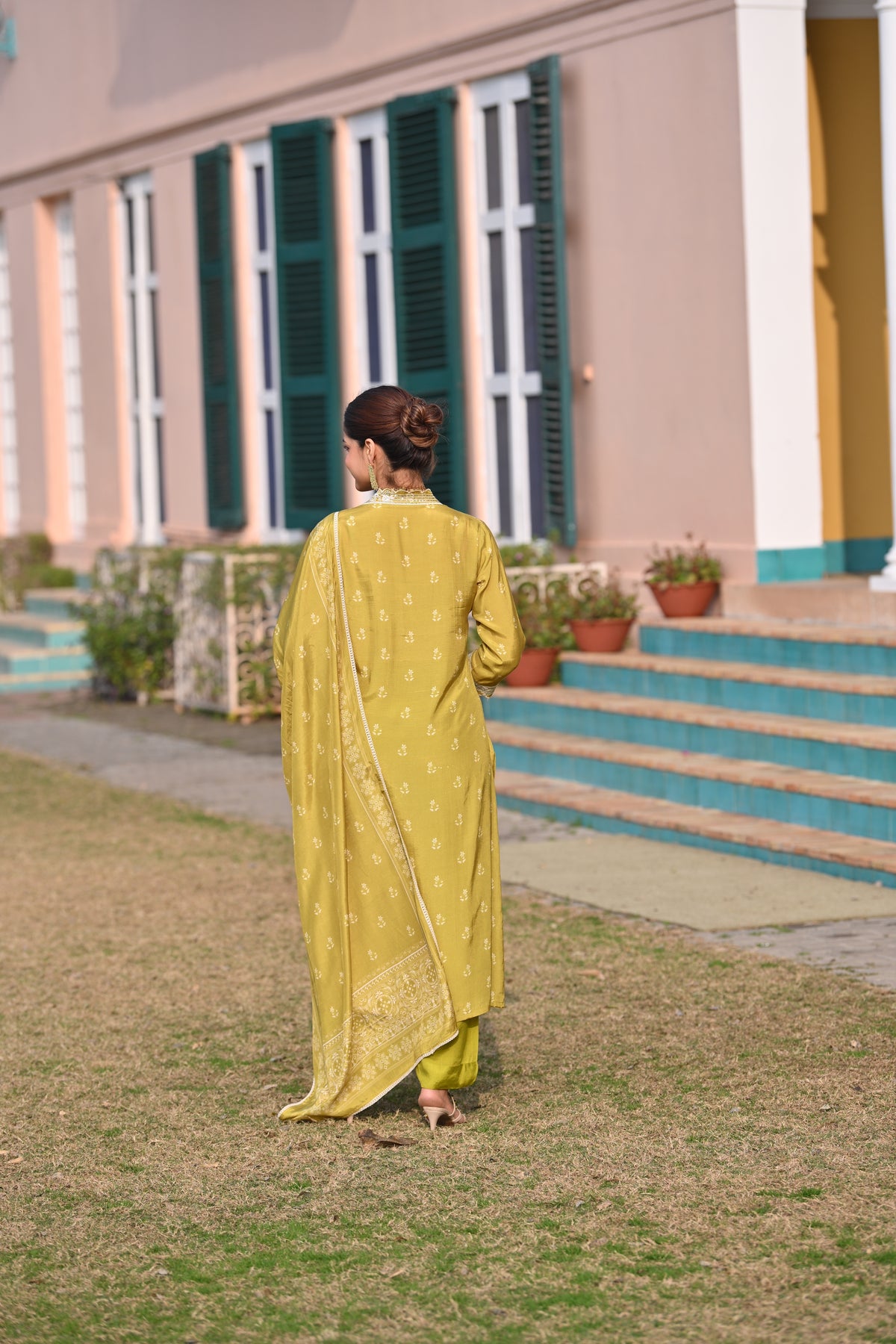 Yellow Buti Block Print Muslin Suit Set